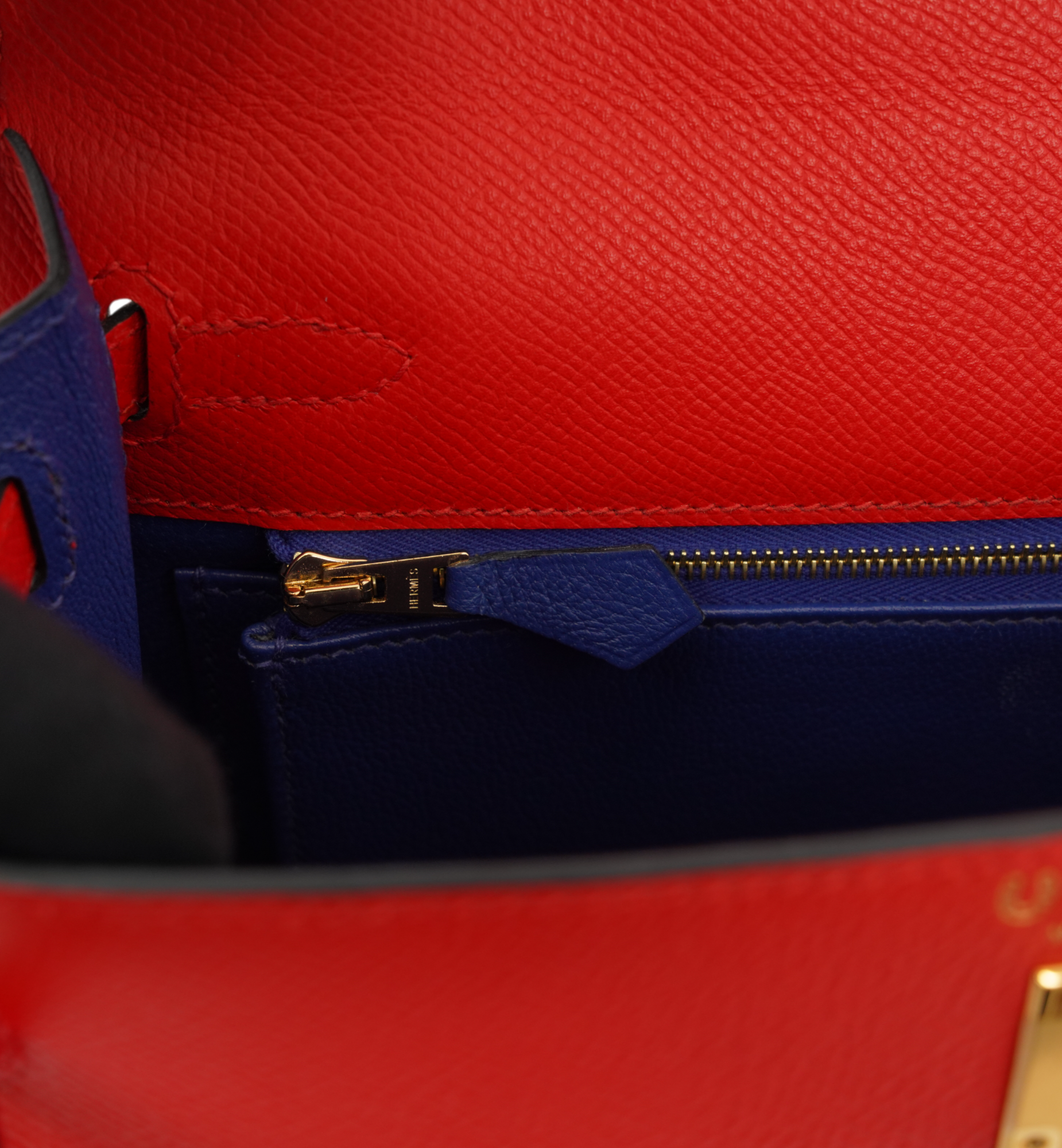 Hermès Kelly 25 Special Order Epsom Rouge de Coeur (S3) | Blue Zellige GHW