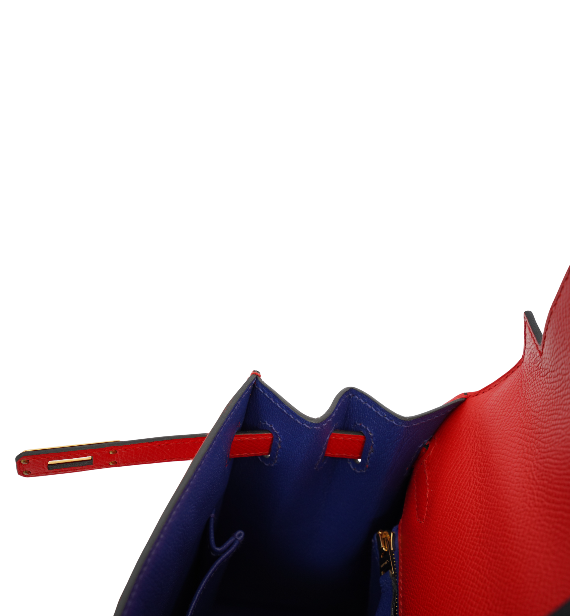 Hermès Kelly 25 Special Order Epsom Rouge de Coeur (S3) | Blue Zellige GHW