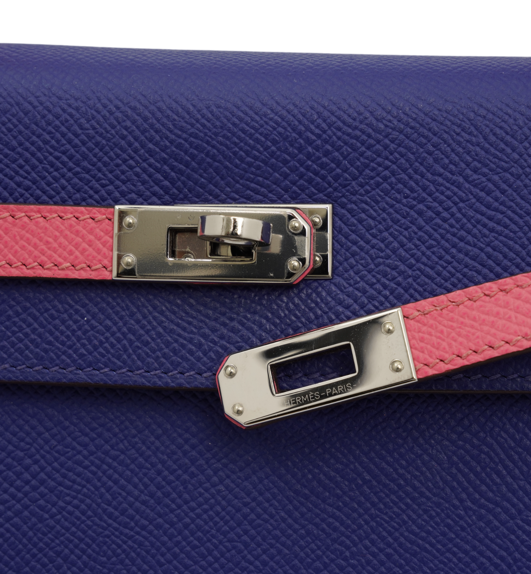 Hermès kelly 25 Bleu Électrique (7T) & Rose Azalée (8W) Epsom Leather PHW