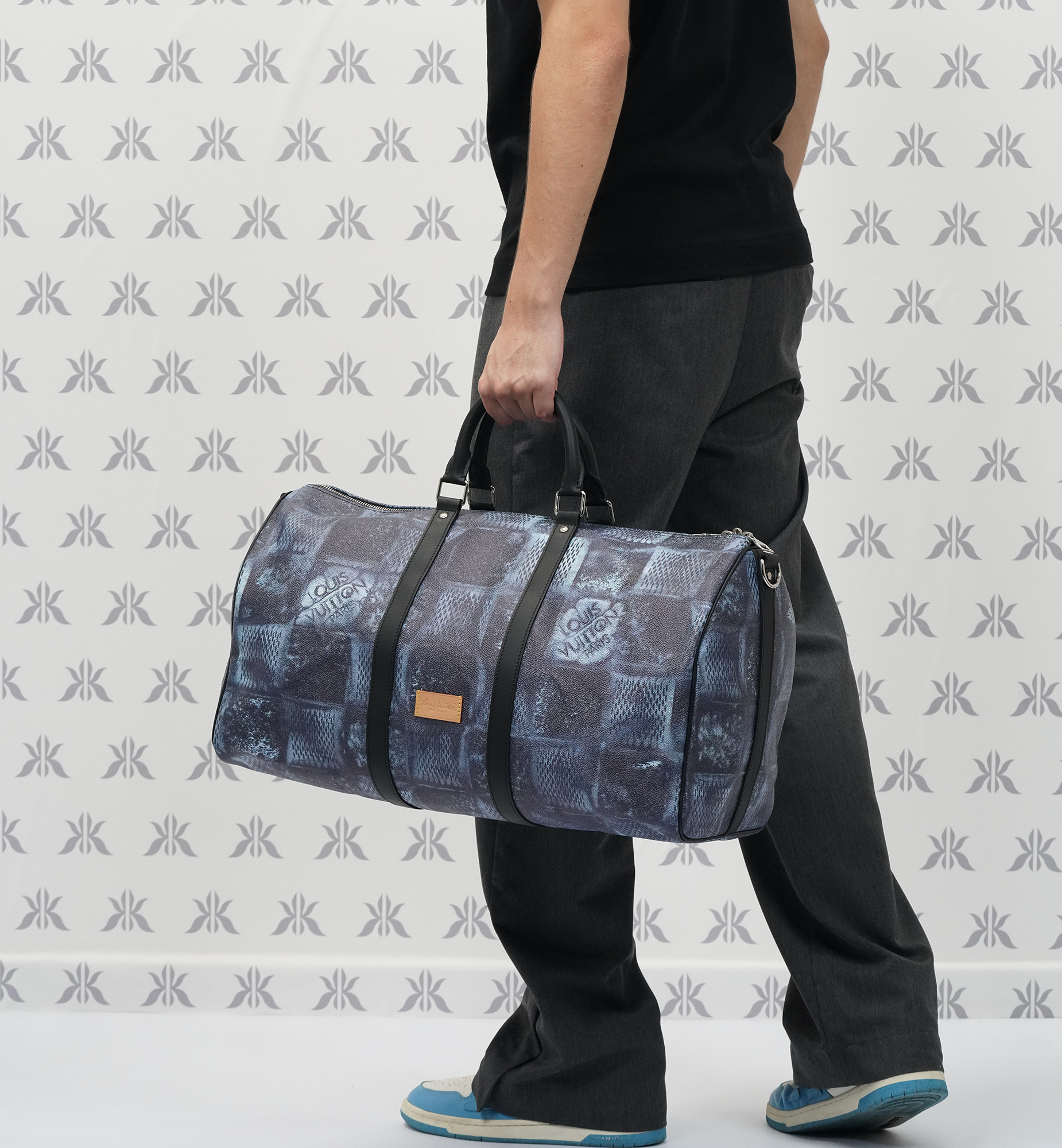 Louis Vuitton Marine Damier Salt Canvas Keepall Bandoulière 50 Silver Hardware, 2021