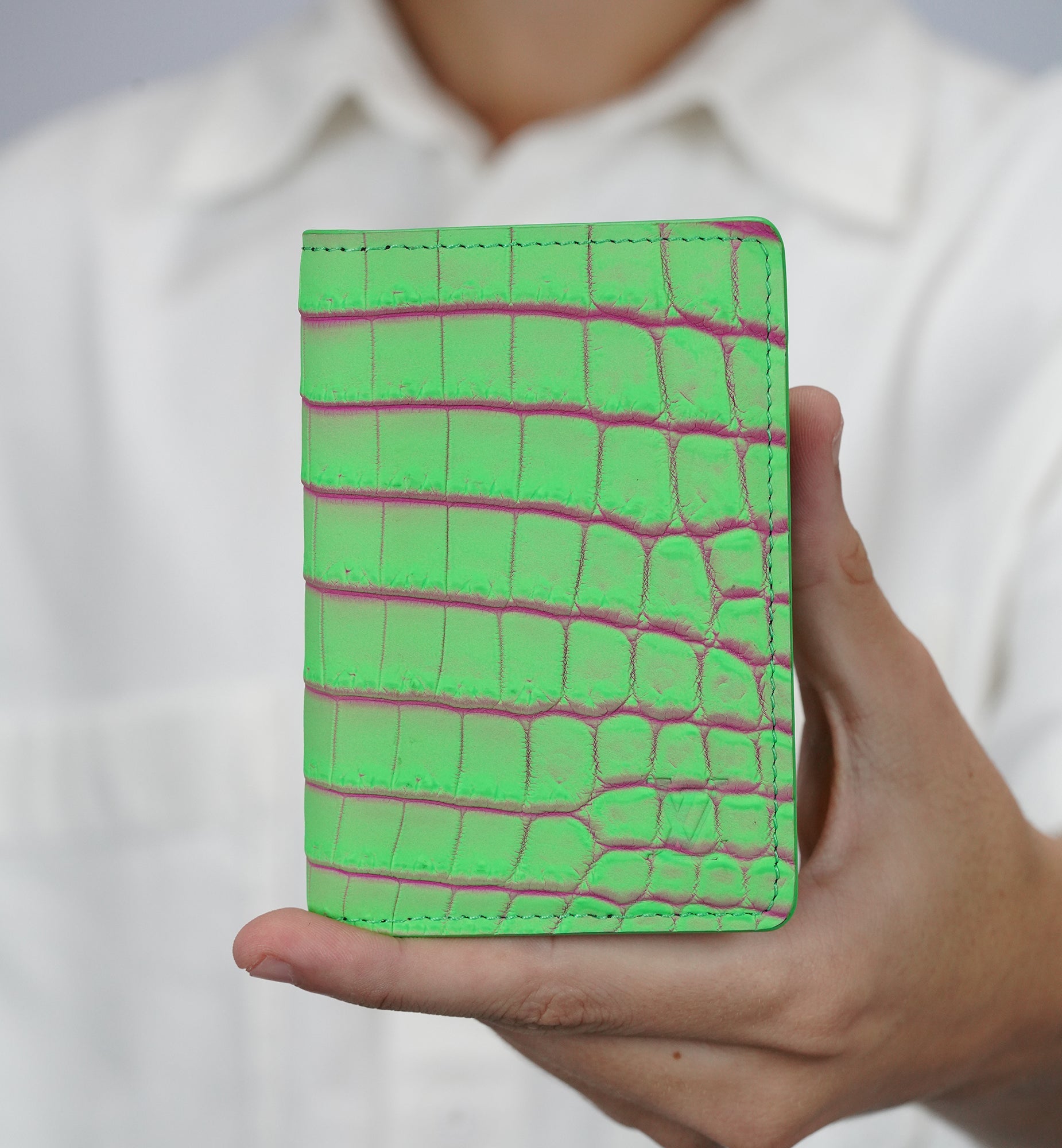 Louis Vuitton Pocket Org Exotic Croco Matte Fluo Green | Fuschia
