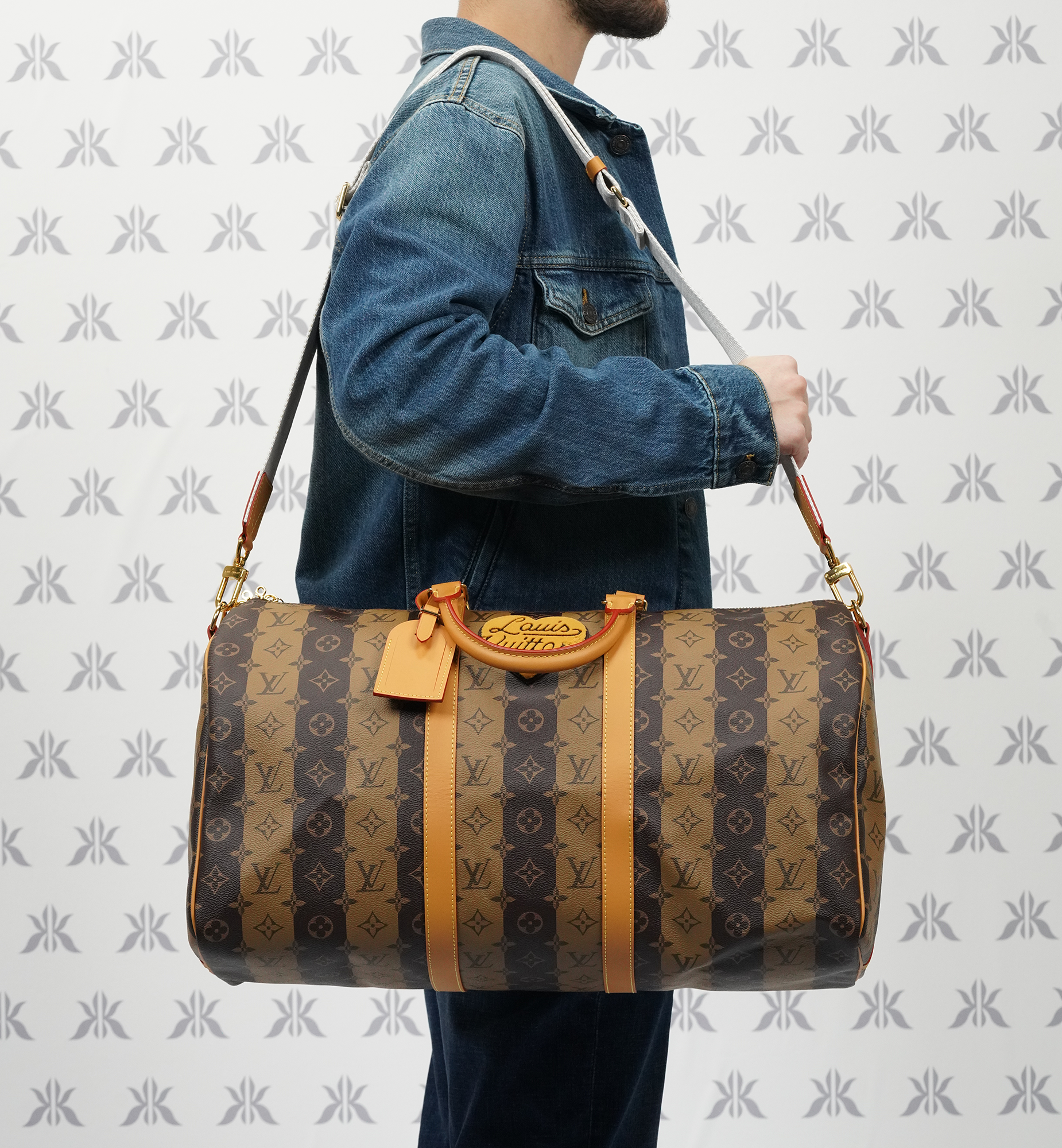 Louis Vuitton Keepall 50 Band. Monogram Stripes Brown