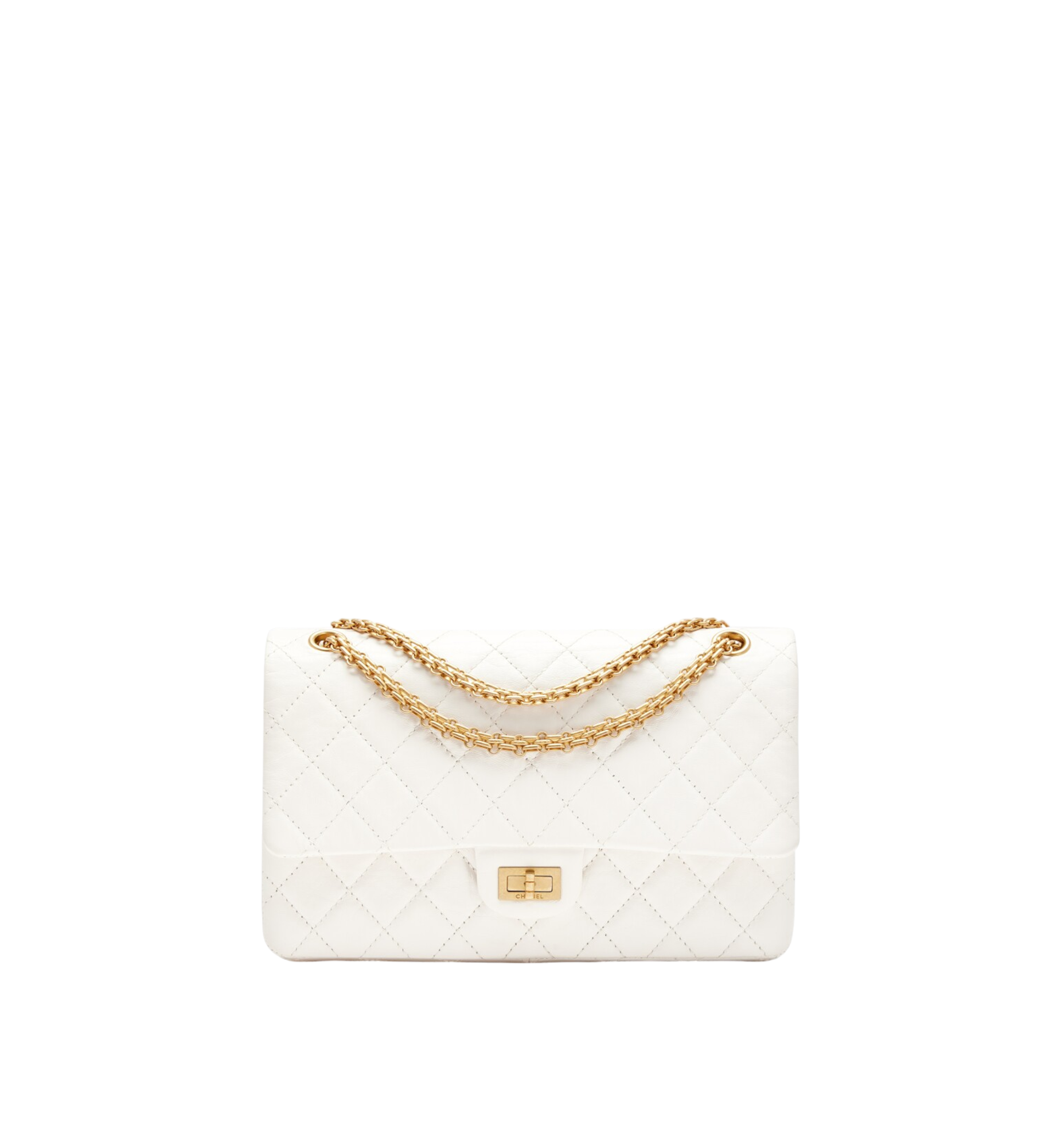 Chanel Cream White 2.55 Large Handbag Gold Hardware