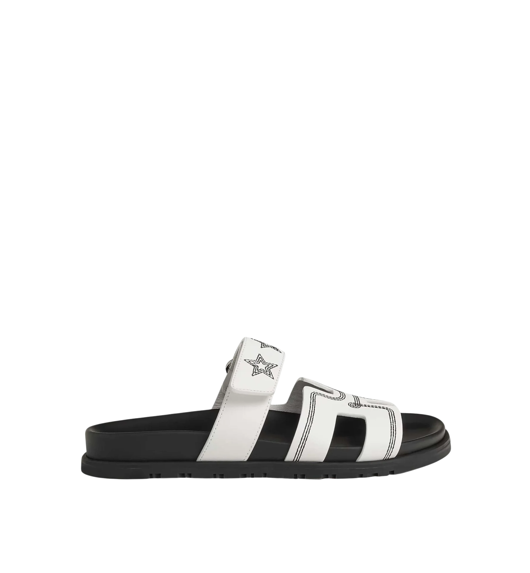 Hermès Chypre Sandal Embroidered Calfskin Stars | White