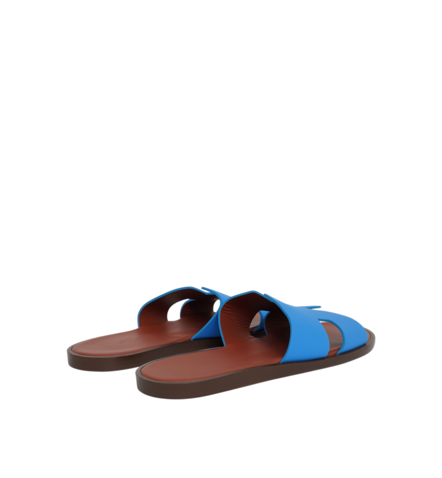 Hermès Izmir Sandals Bleu Santorin | Brun Acajou Epsom