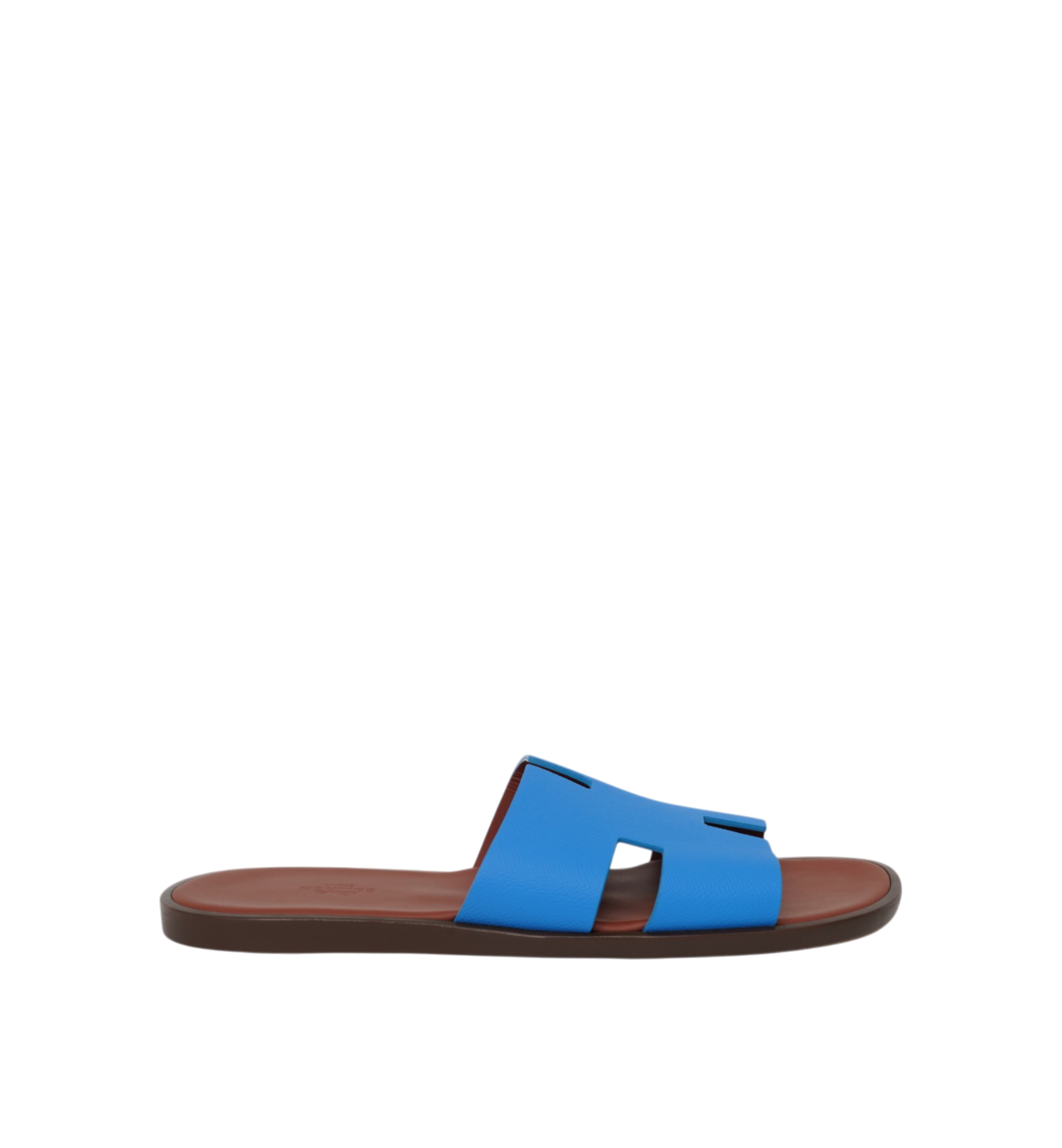 Hermès Izmir Sandals Bleu Santorin | Brun Acajou Epsom