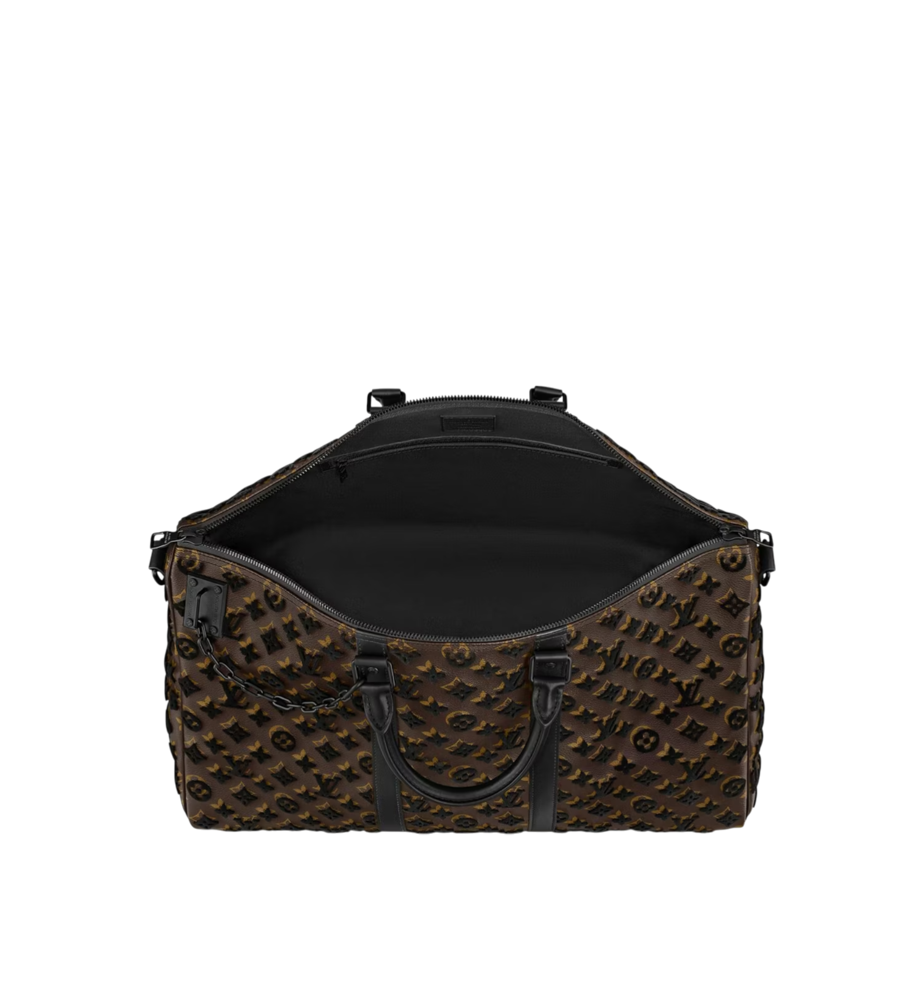 Louis Vuitton Monogram Tuffetage Keepall Triangle Bandouliere 50 Black