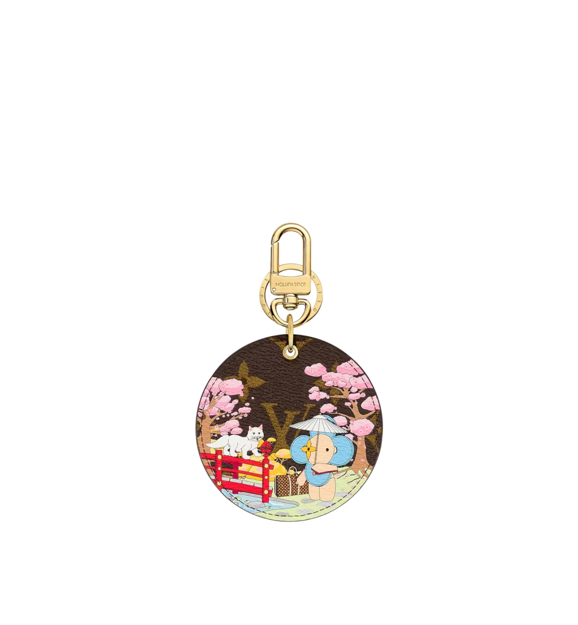 Louis Vuitton Illustre Japanese Garden Xmas Bag Charm and Key Holder Monogram Vivienne Brown/Pink