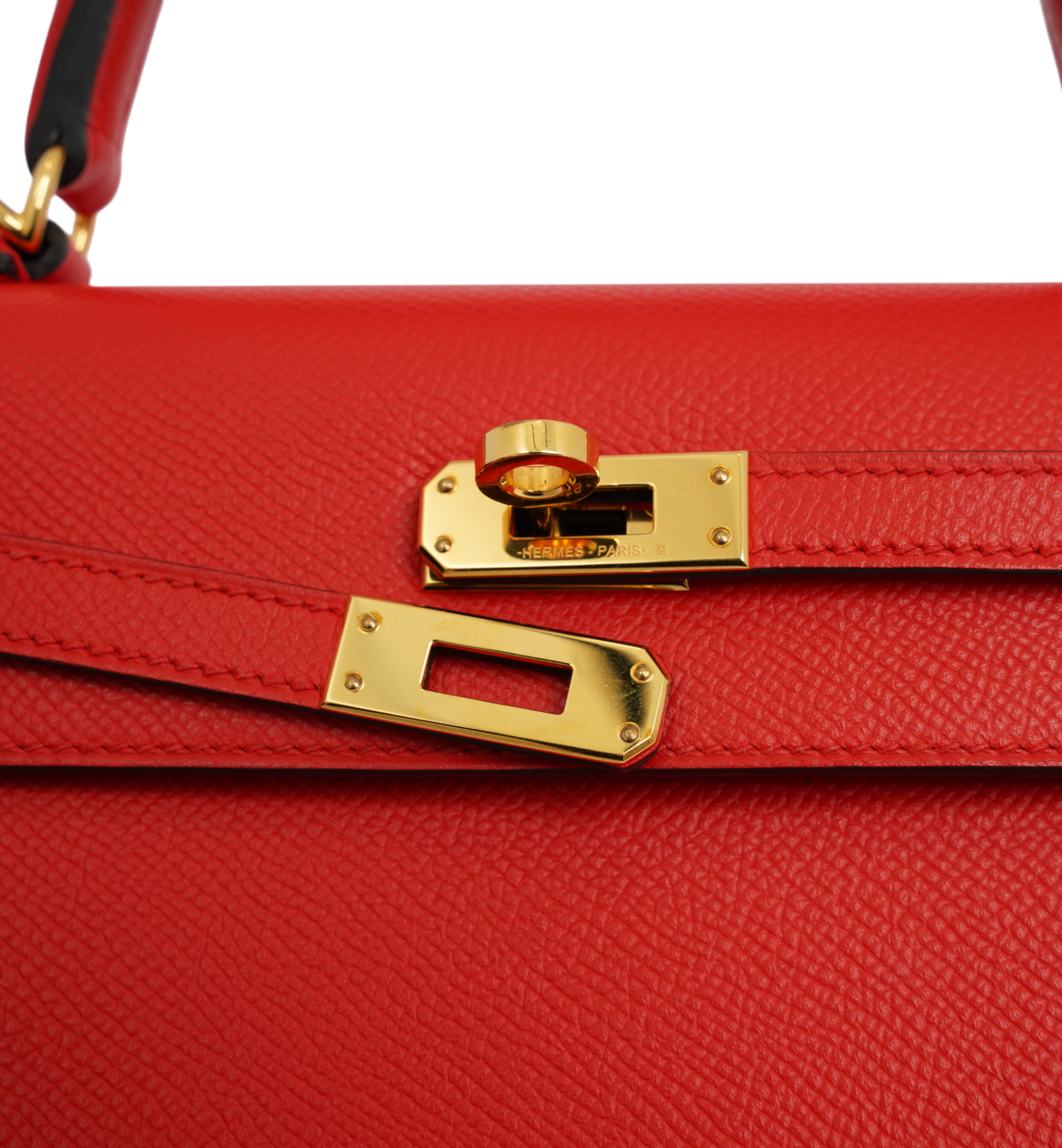 Hermès Kelly 25 Special Order Epsom Rouge de Coeur (S3) | Blue Zellige GHW