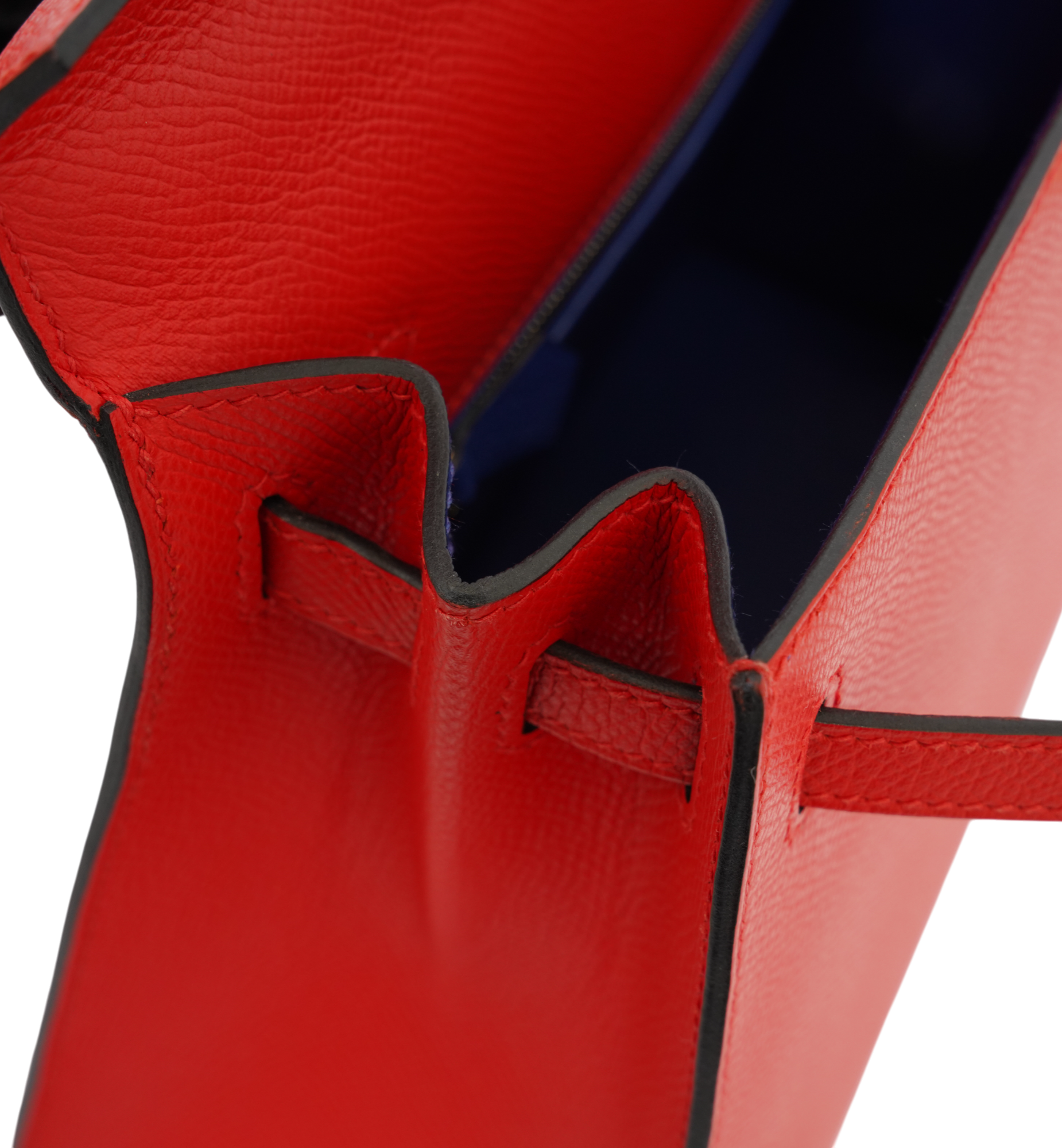 Hermès Kelly 25 Special Order Epsom Rouge de Coeur (S3) | Blue Zellige GHW