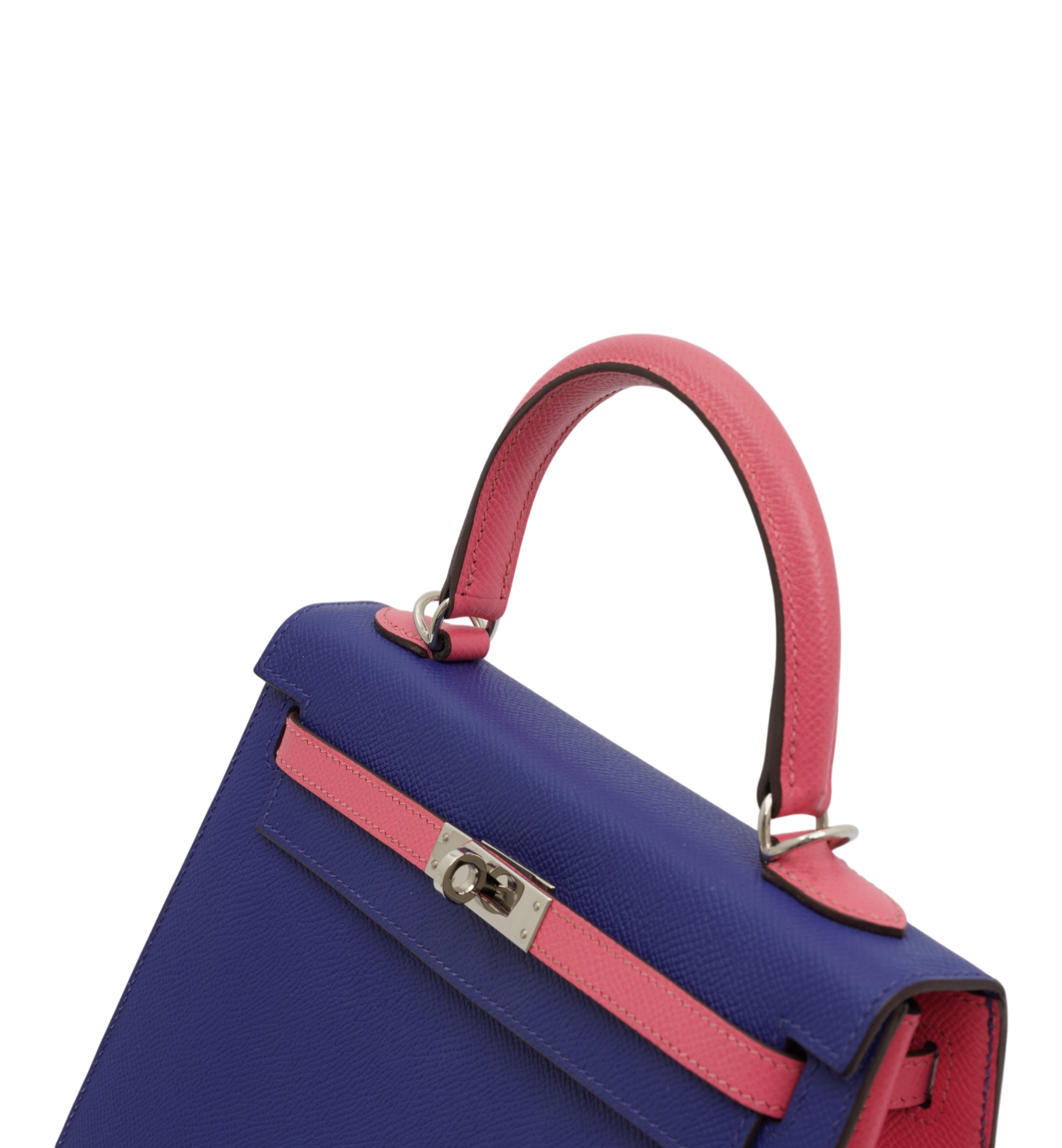 Hermès kelly 25 Bleu Électrique (7T) & Rose Azalée (8W) Epsom Leather PHW