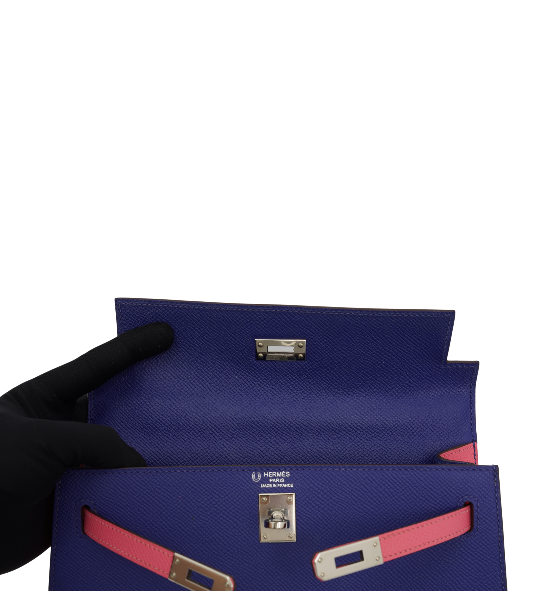 Hermès kelly 25 Bleu Électrique (7T) & Rose Azalée (8W) Epsom Leather PHW
