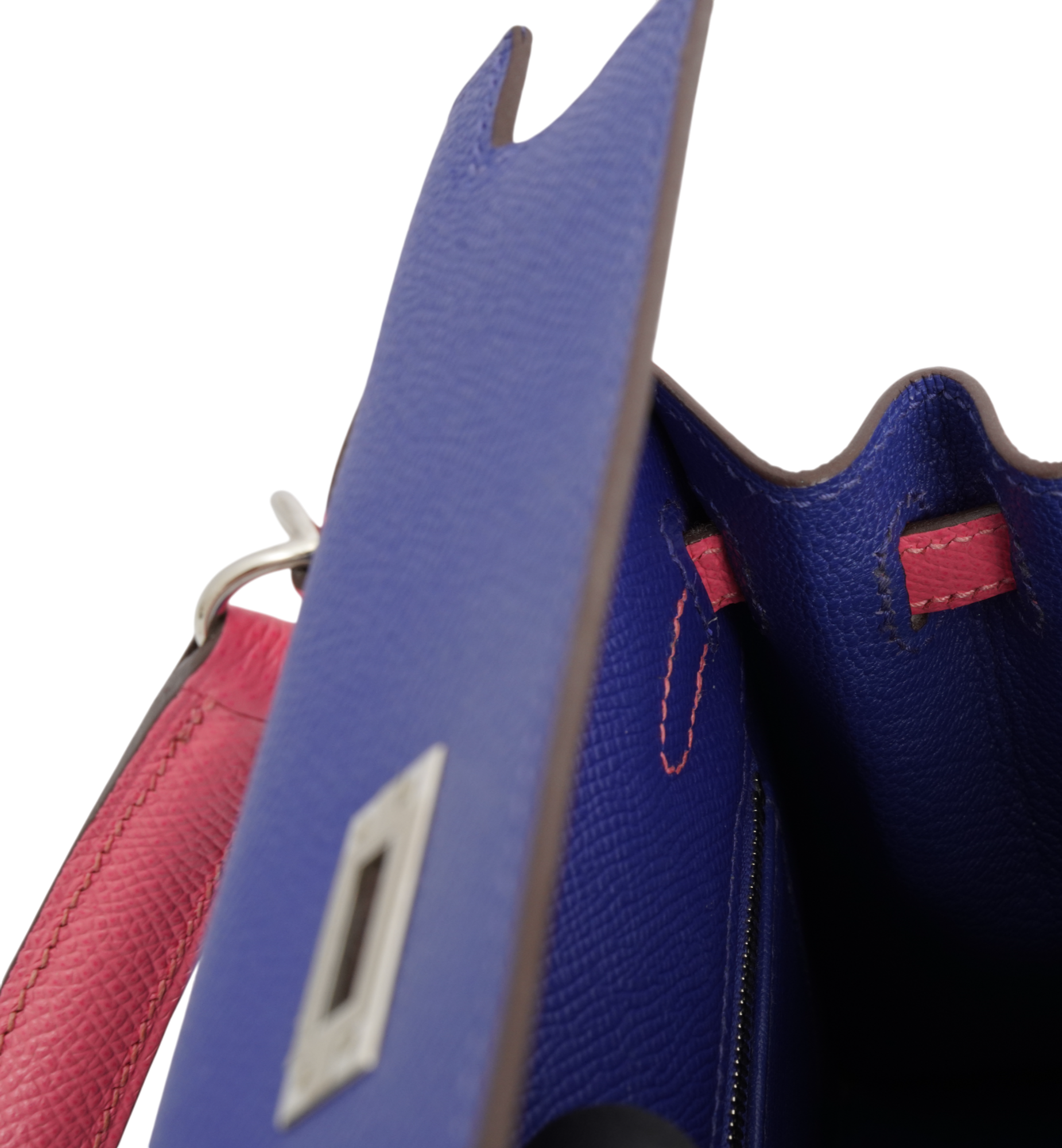 Hermès kelly 25 Bleu Électrique (7T) & Rose Azalée (8W) Epsom Leather PHW