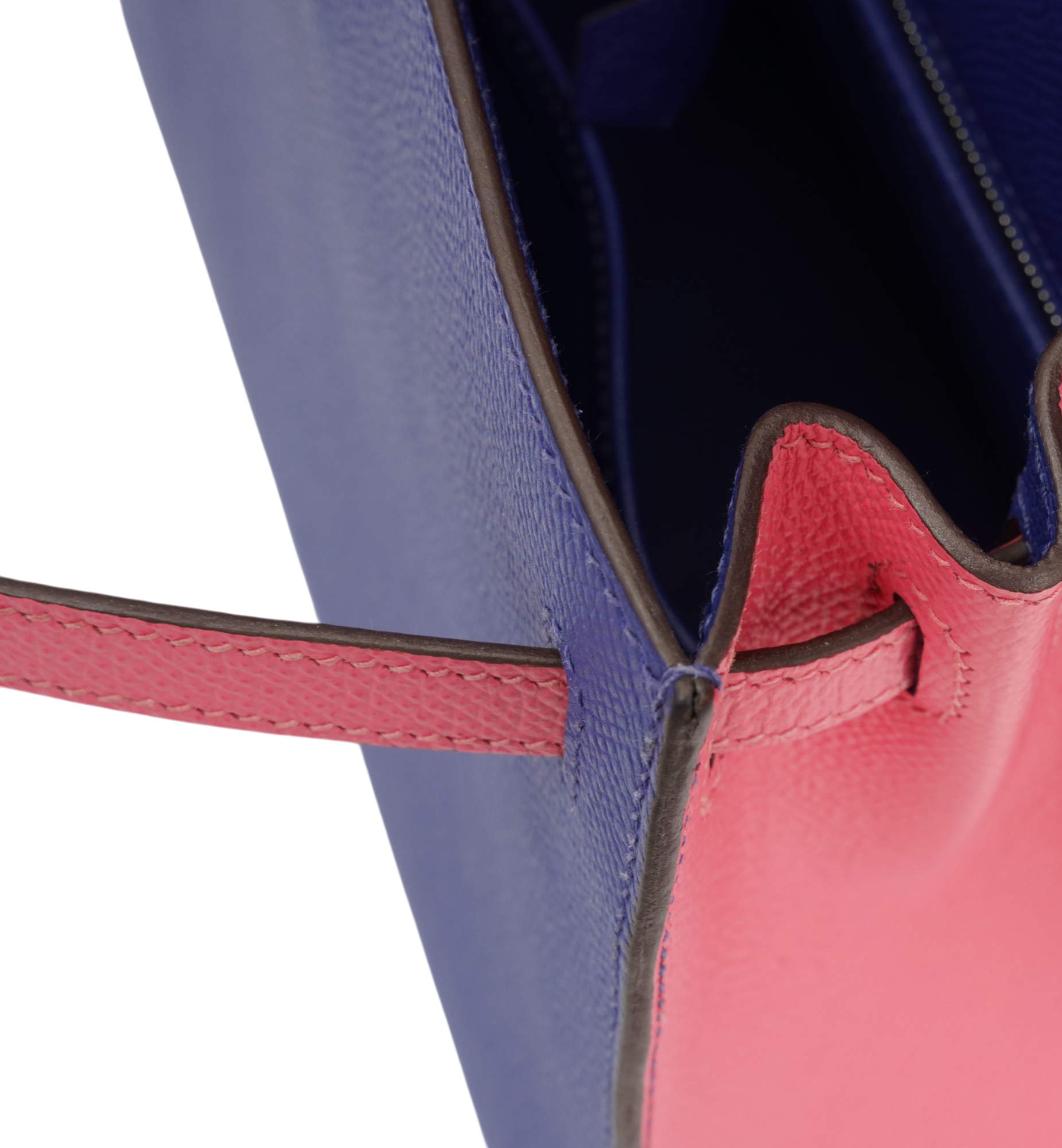 Hermès kelly 25 Bleu Électrique (7T) & Rose Azalée (8W) Epsom Leather PHW