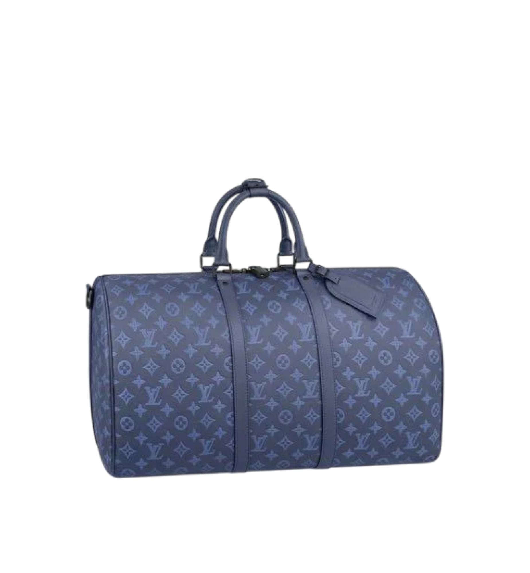 Louis Vuitton Calfskin Monogram Shadow Keepall Bandouliere 50 Navy