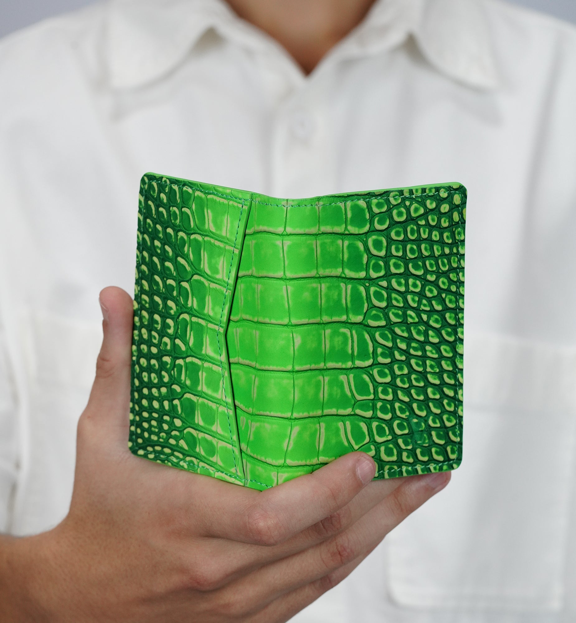 Louis Vuitton Crocodilean Matte Pocket Organizer Gradient Fluo Green