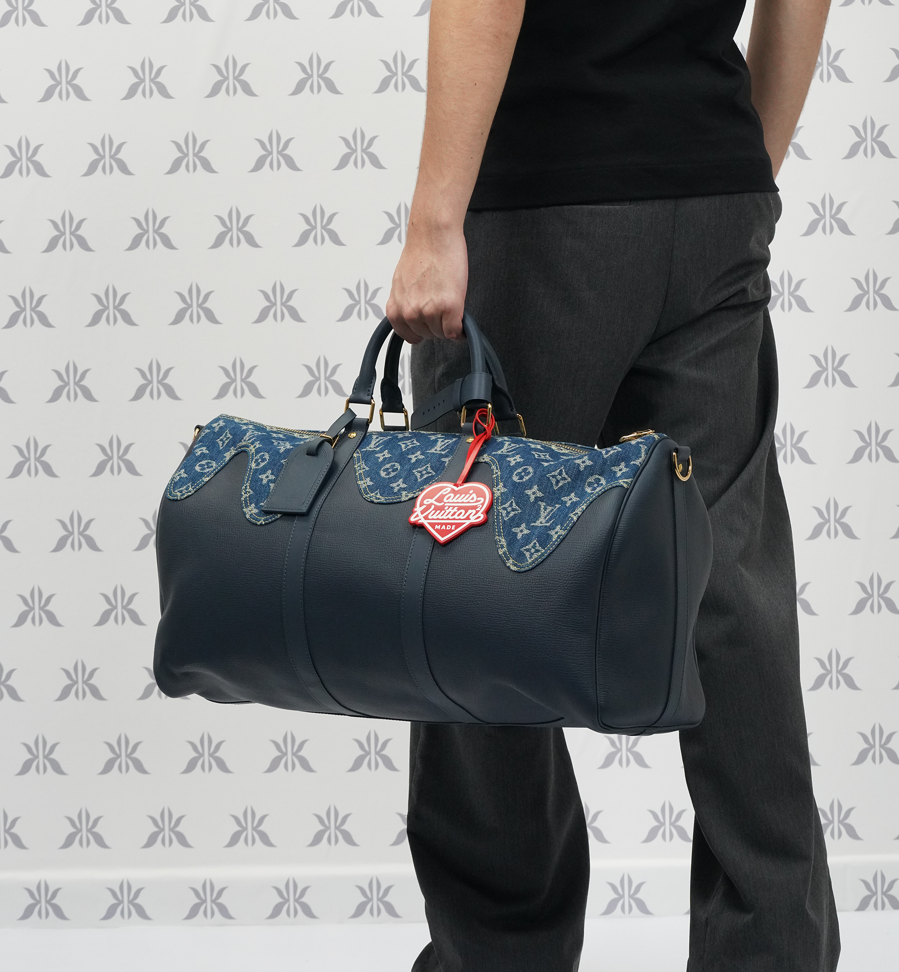 Louis Vuitton Virgil Abloh Nigo Blue Monogram Denim Drip & Tuairillon Keepall Bandouliere 50 Limited Edition