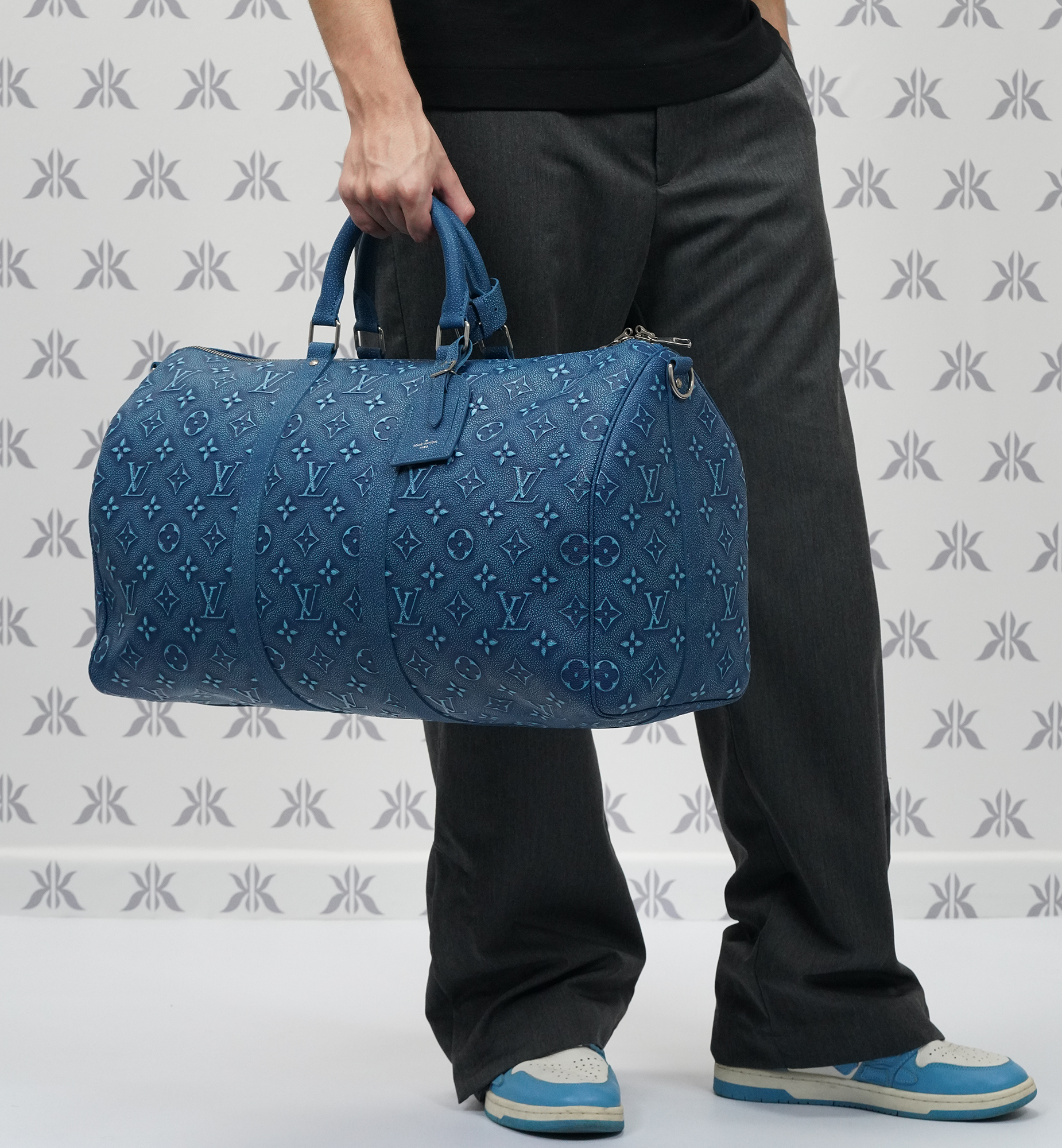 Louis Vuitton Keepall Bandoulière 50 Cow Leather Blue
