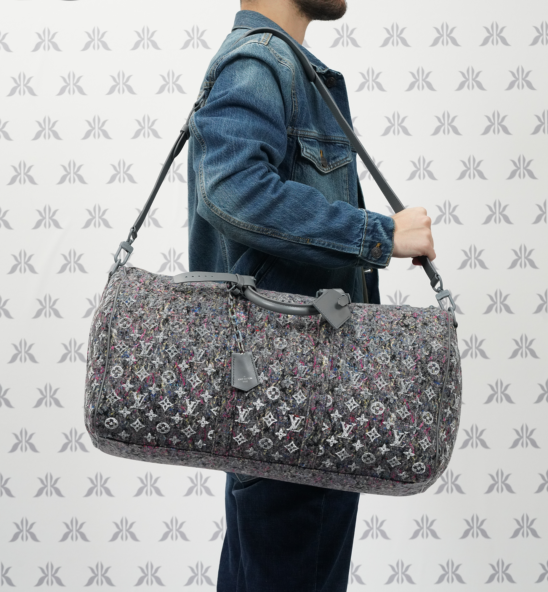 Louis Vuitton Keepall 50 Felt Monogram Grey Silver