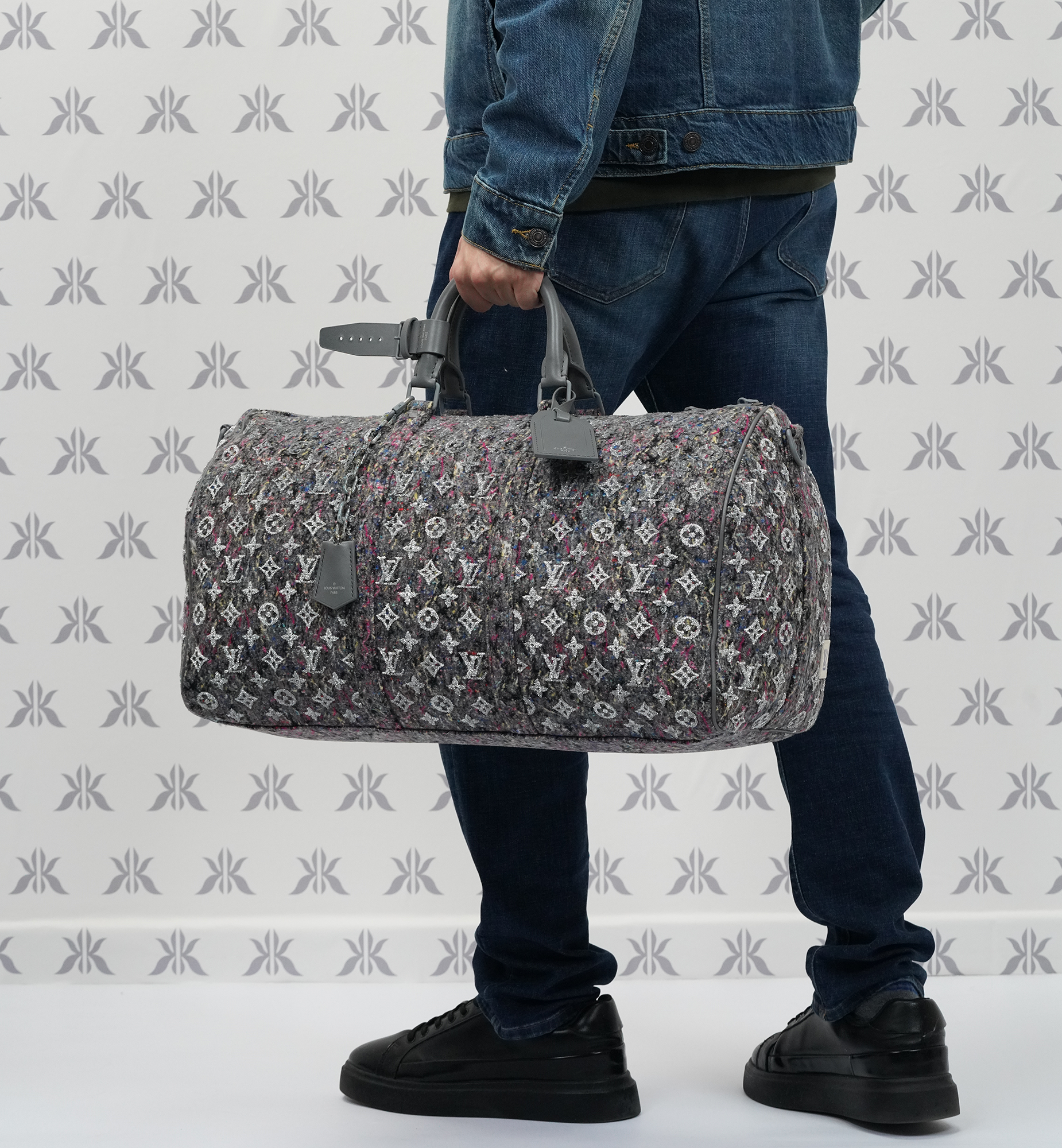 Louis Vuitton Keepall 50 Felt Monogram Grey Silver