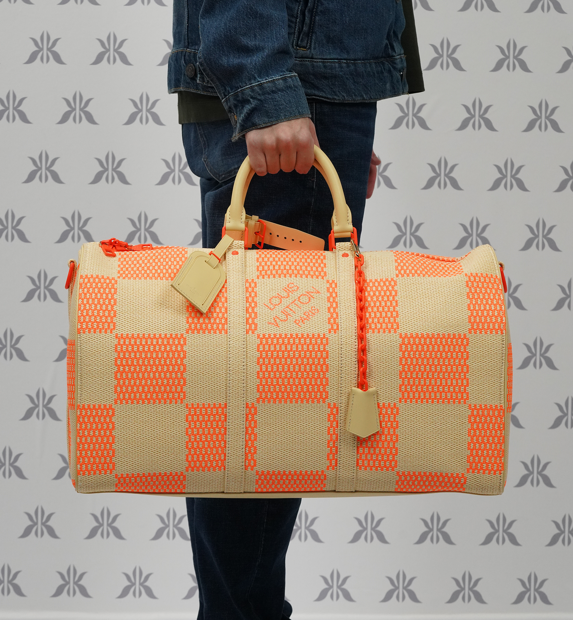 Louis Vuitton Keepall 50 Bandoulière Raphia Orange