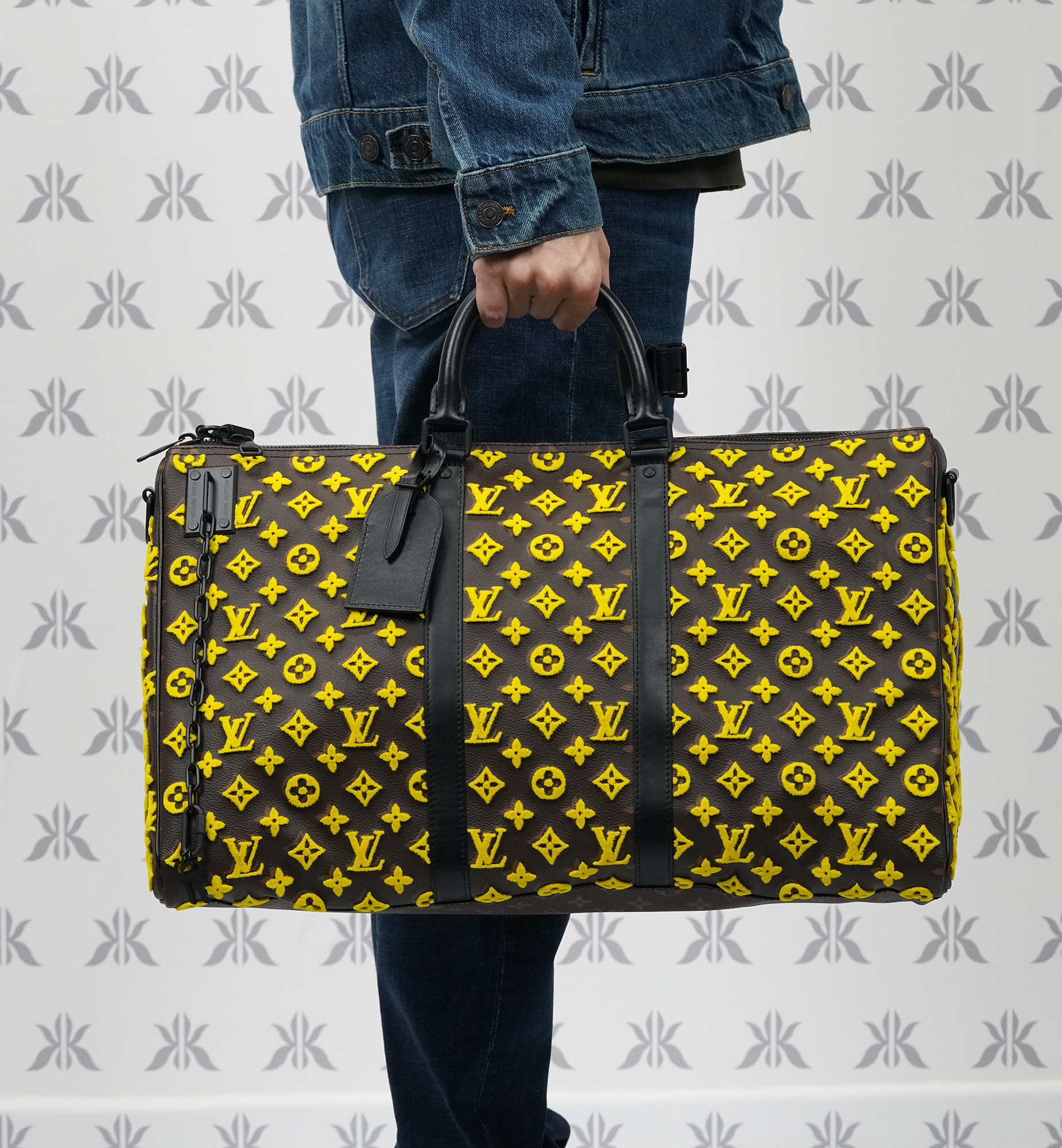 Louis Vuitton Monogram Tuffetage Keepall Triangle Bandouliere 50 Yellow