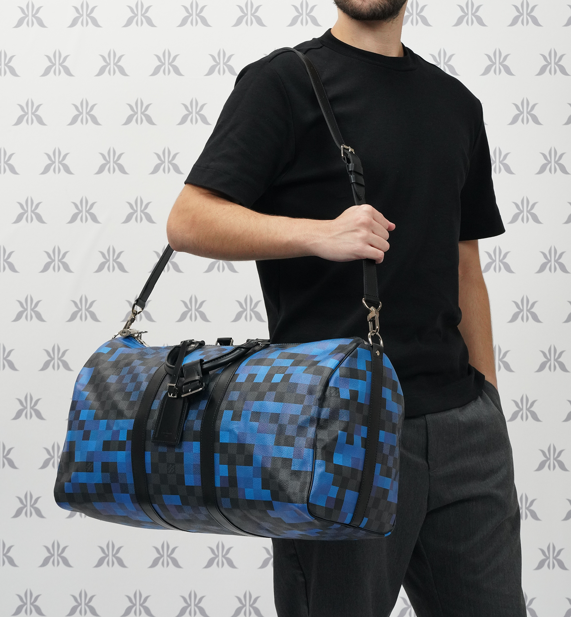 Louis Vuitton Keepall Bandouliere Damier Graphite Pixel 50 Blue