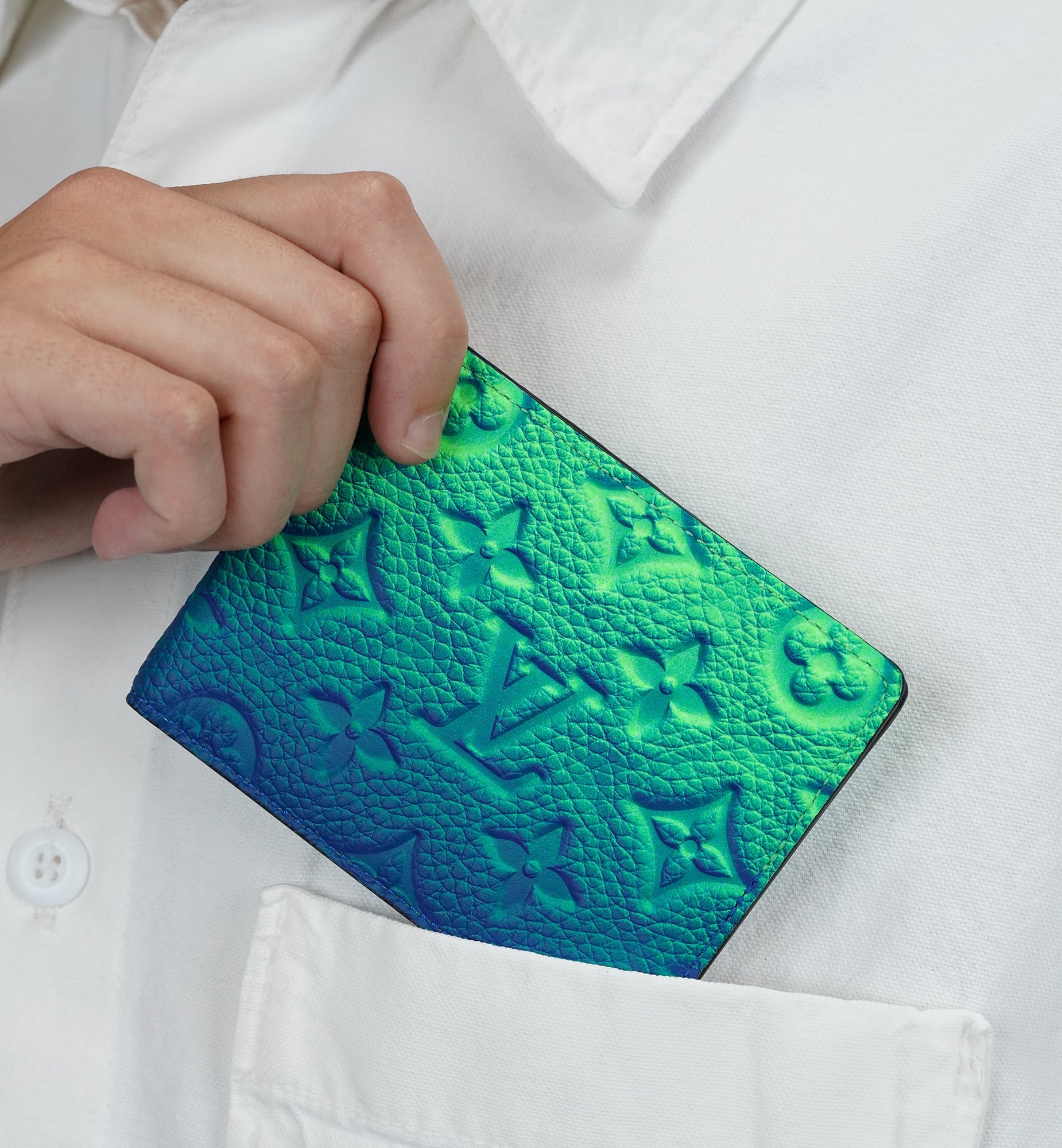 Louis Vuitton Slender Wallet Illusion Green Blue