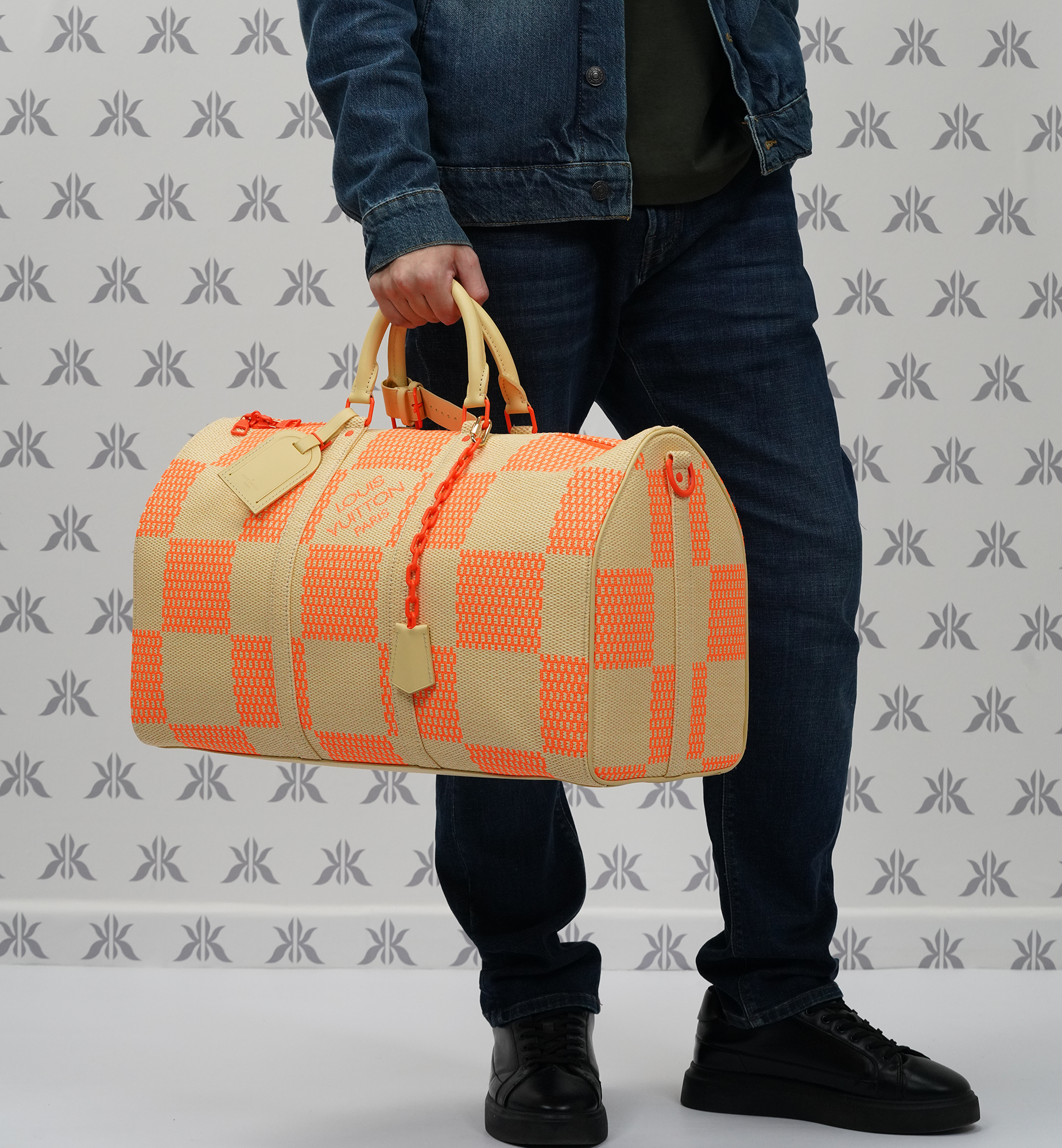 Louis Vuitton Keepall 50 Bandoulière Raphia Orange