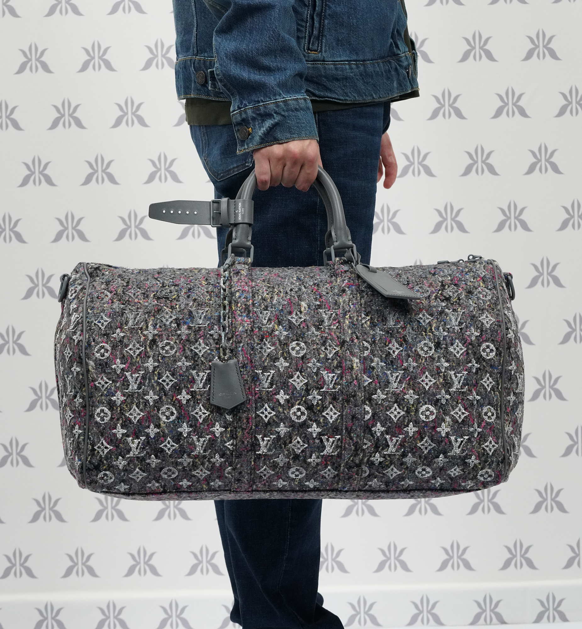 Louis Vuitton Keepall 50 Felt Monogram Grey Silver