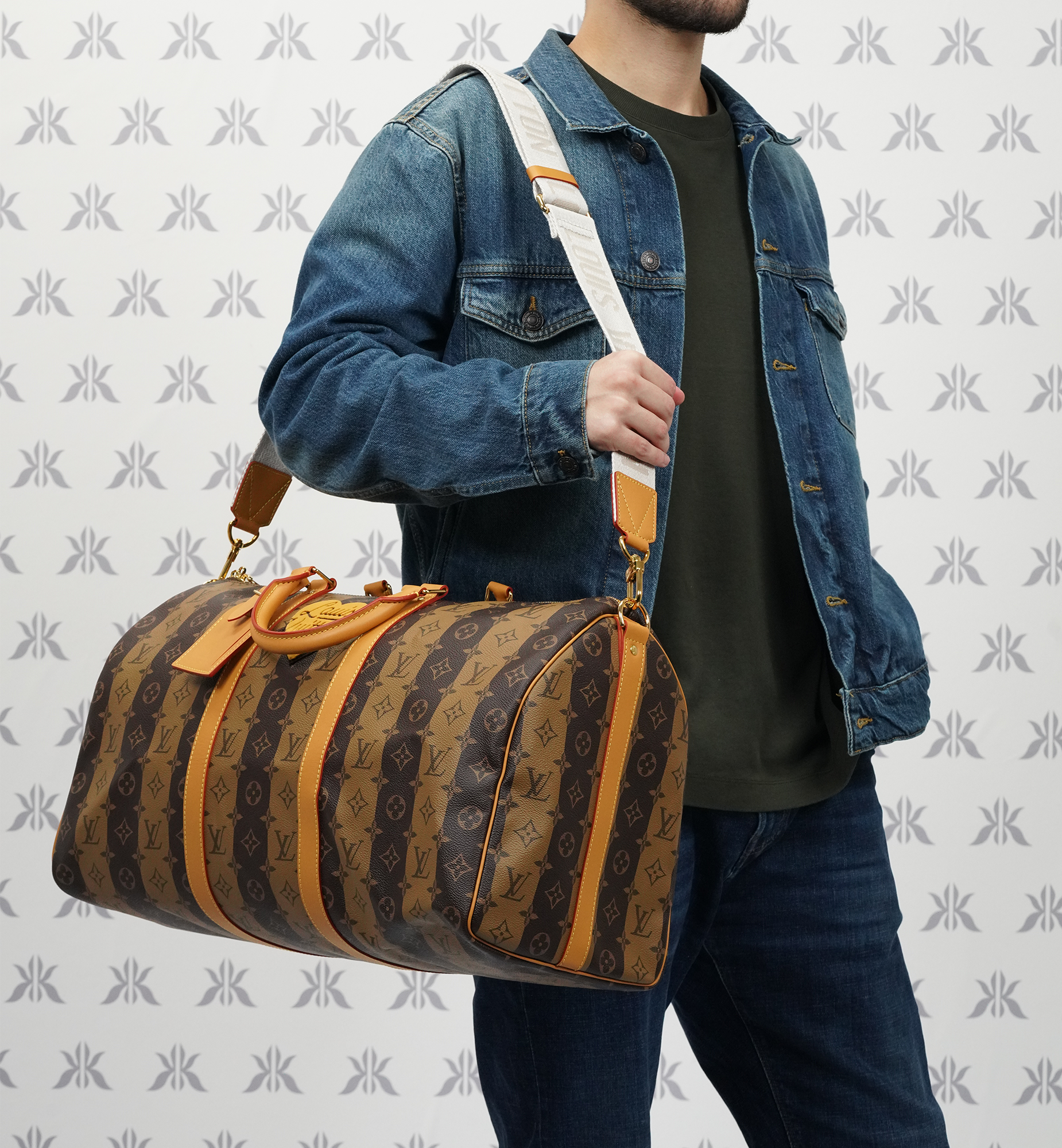 Louis Vuitton Keepall 50 Band. Monogram Stripes Brown