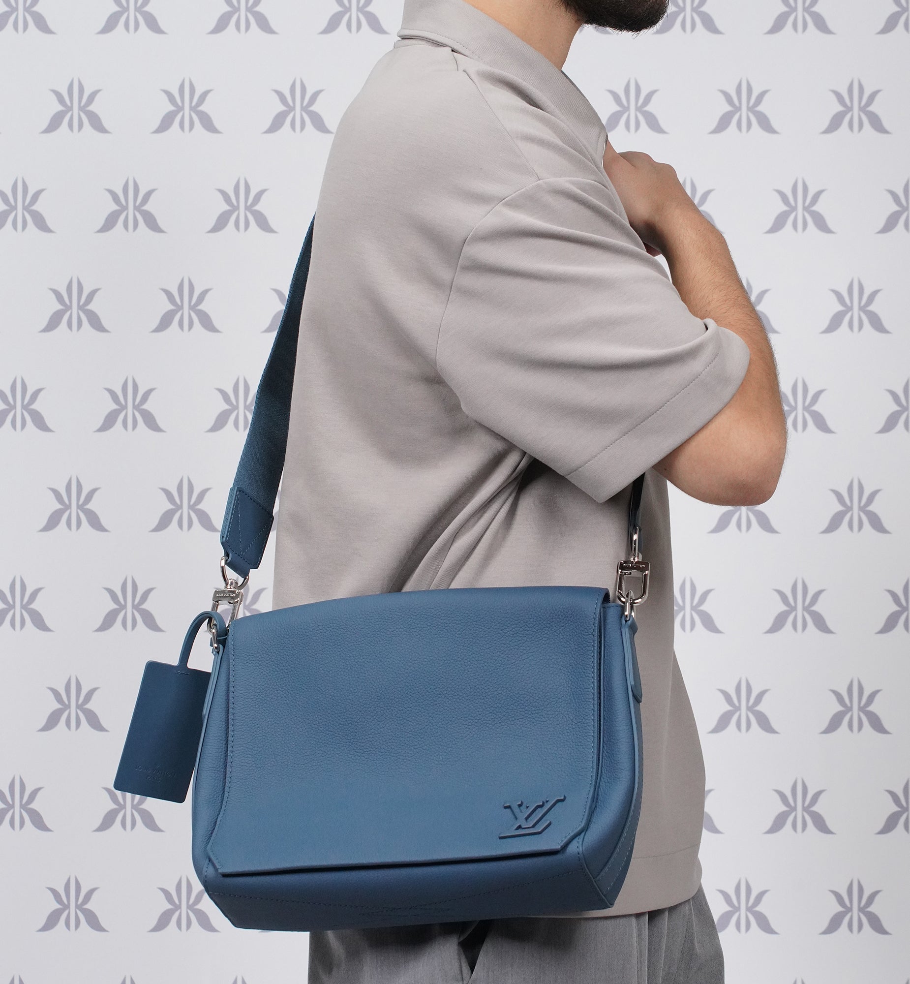 Louis Vuitton Take Off Navy Aerogram Leather Shoulder Bag