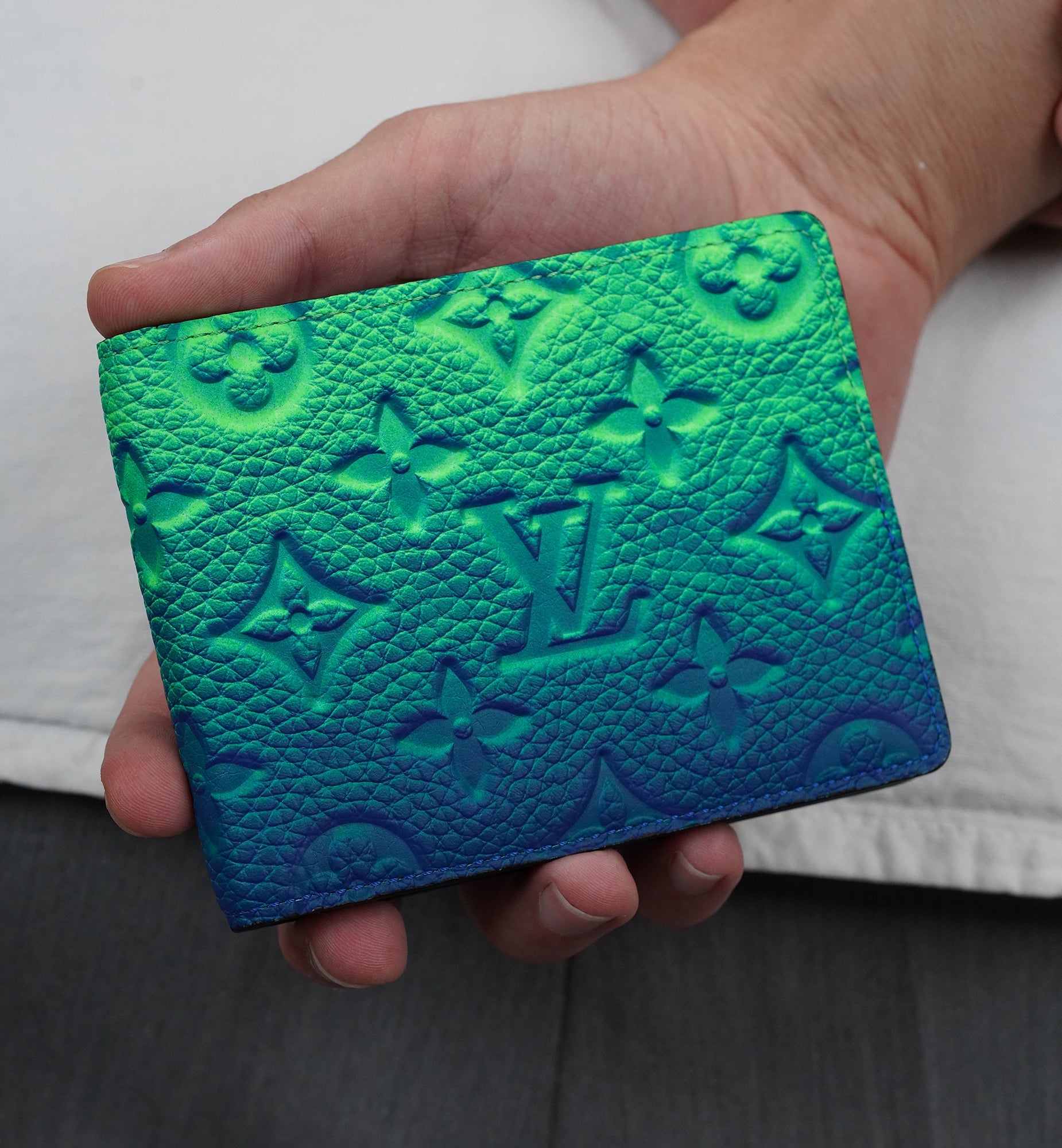 Louis Vuitton Slender Wallet Illusion Green Blue