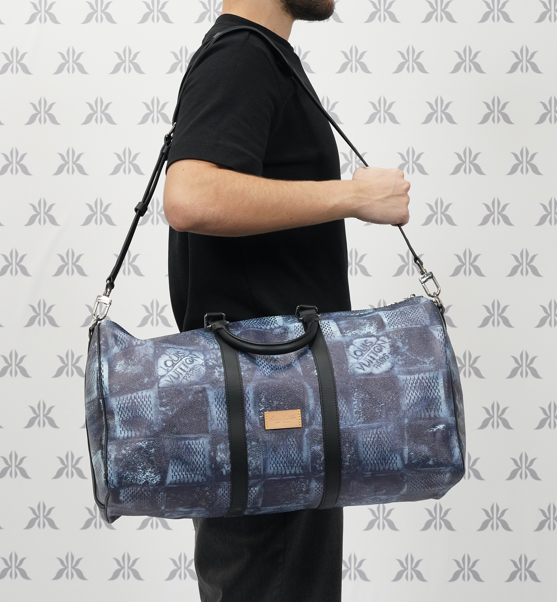 Louis Vuitton Marine Damier Salt Canvas Keepall Bandoulière 50 Silver Hardware, 2021