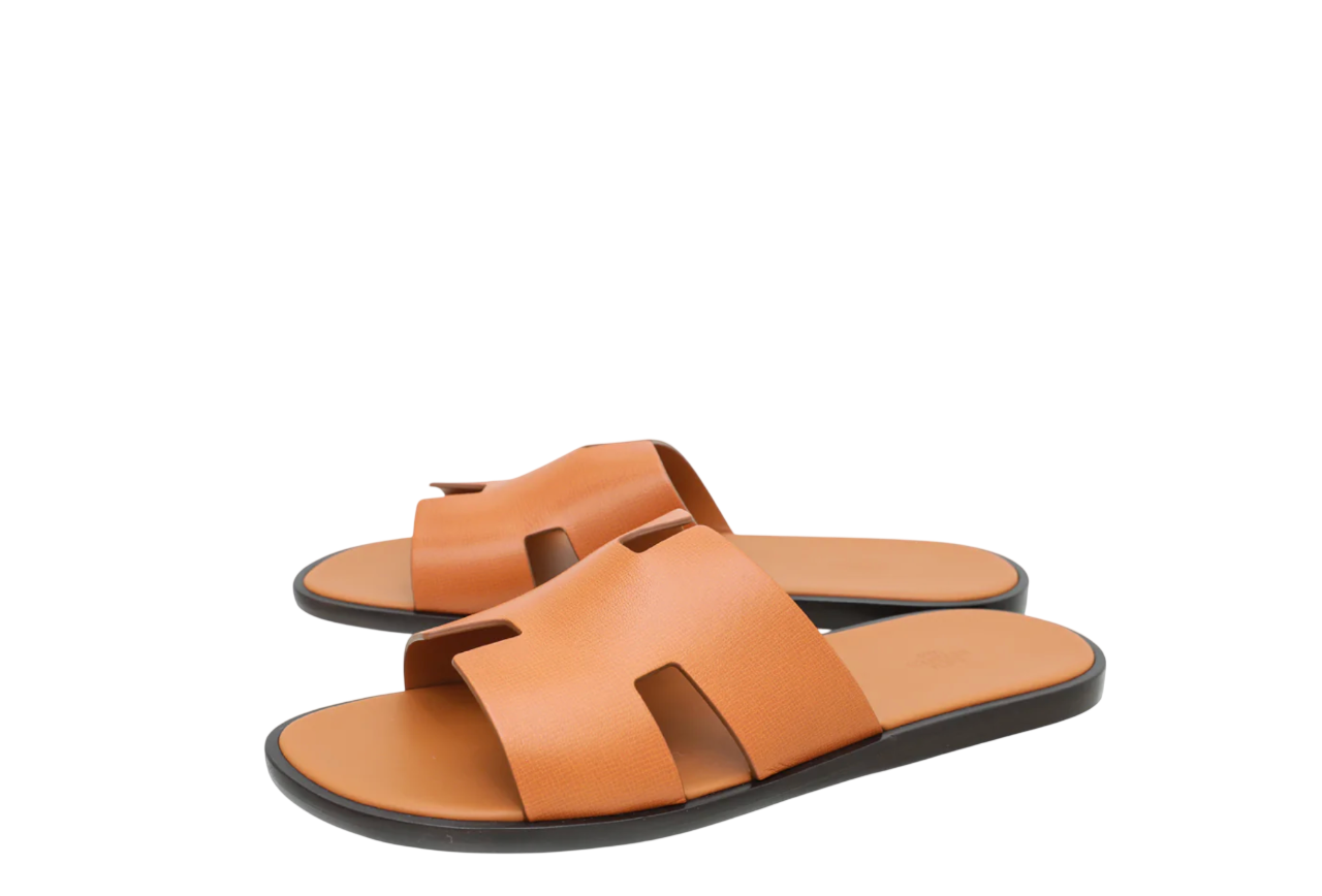 Hermès Izmir Marron Glaise Boarded Goatskin Sandals