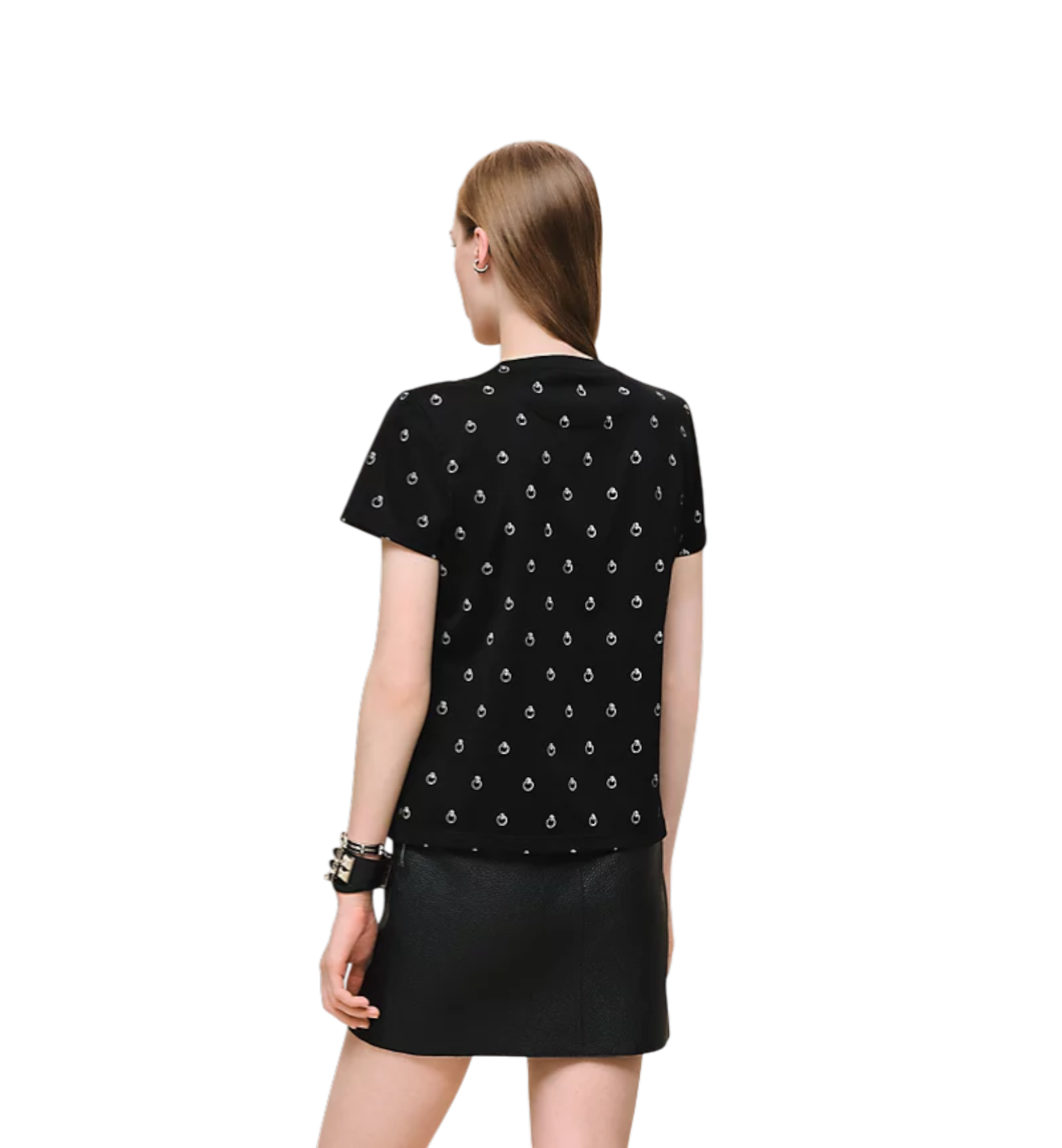 Hermès Droit Imprimé Anneau Finesse T-shirt 02 Noir