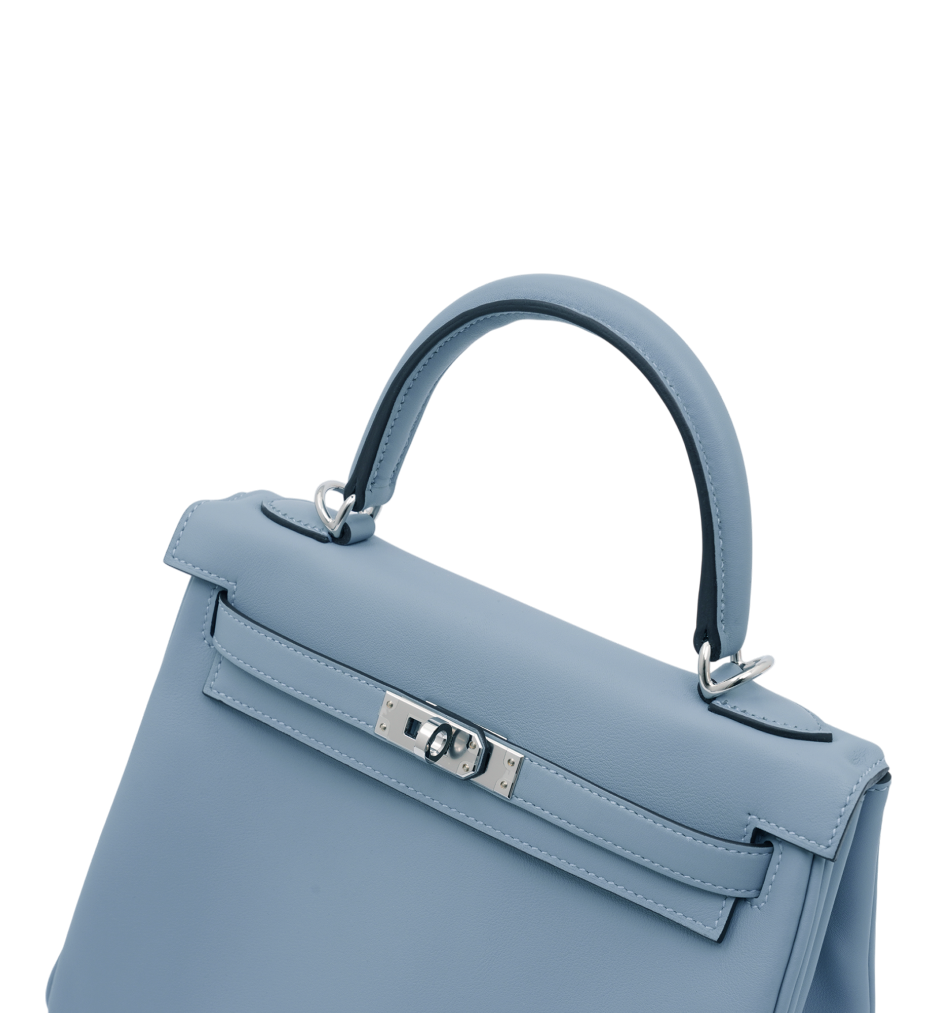 Hermès Kelly 25 Bleu Lin (J7) Swift PHW