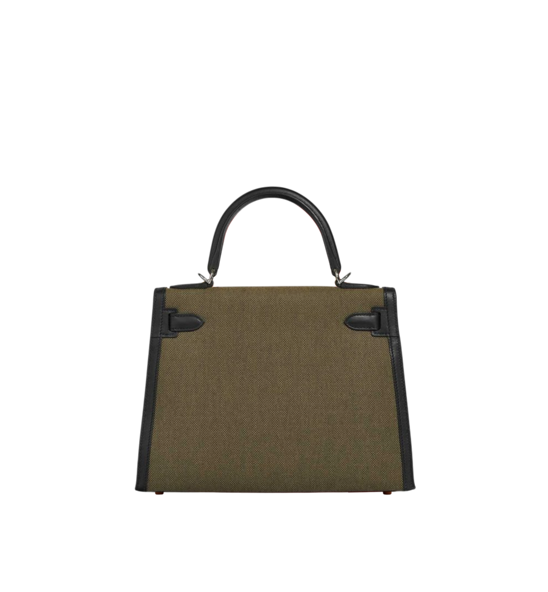 Hermès Kelly 28 Black (89)/ Vert Militaire Swift Toile H canvas PHW