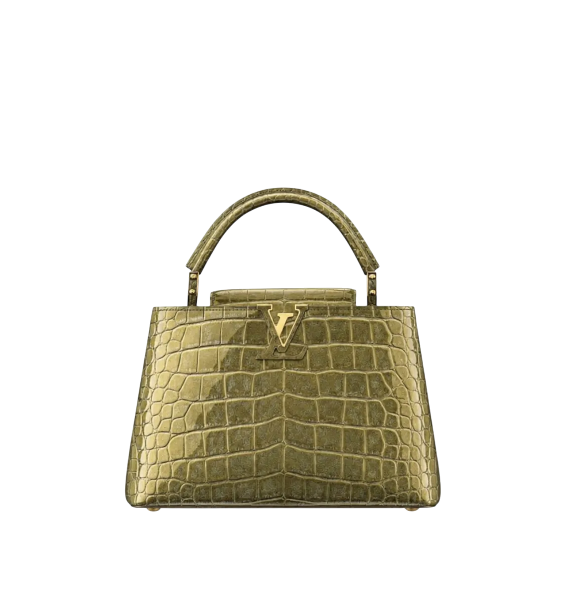 Louis Vuitton Capucines BB Handbag Green Gold Croc Leather