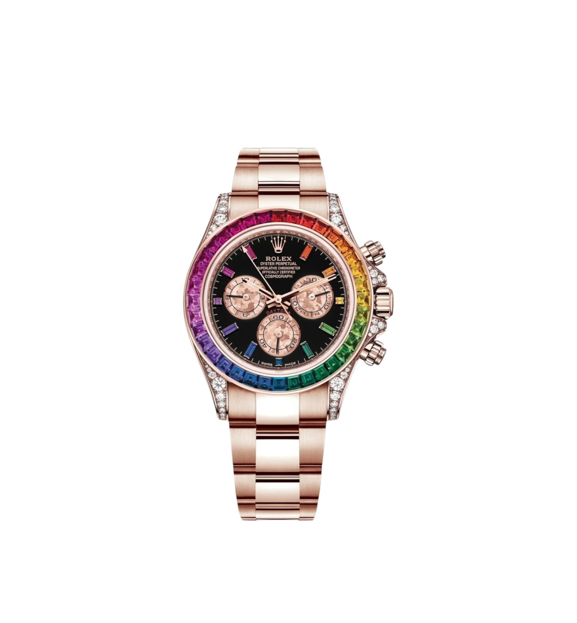 Rolex Daytona 40 Ref. 126595RBOW - 'Rainbow' Rose Gold Black Dial Sapphire Bezel