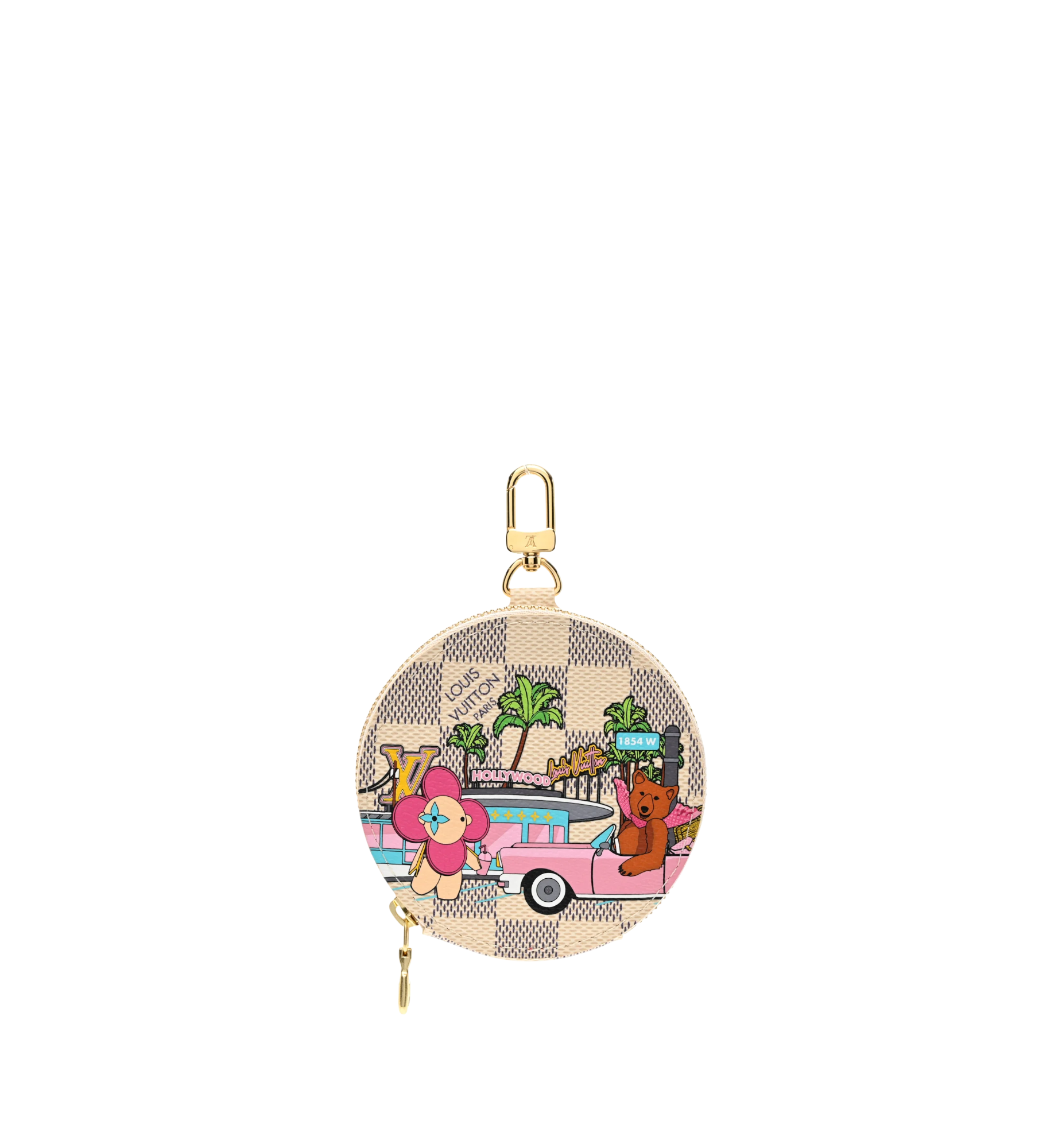 Louis Vuitton Damier Azur 2021 Christmas Animation Hollywood Bag Charm Fuchsia