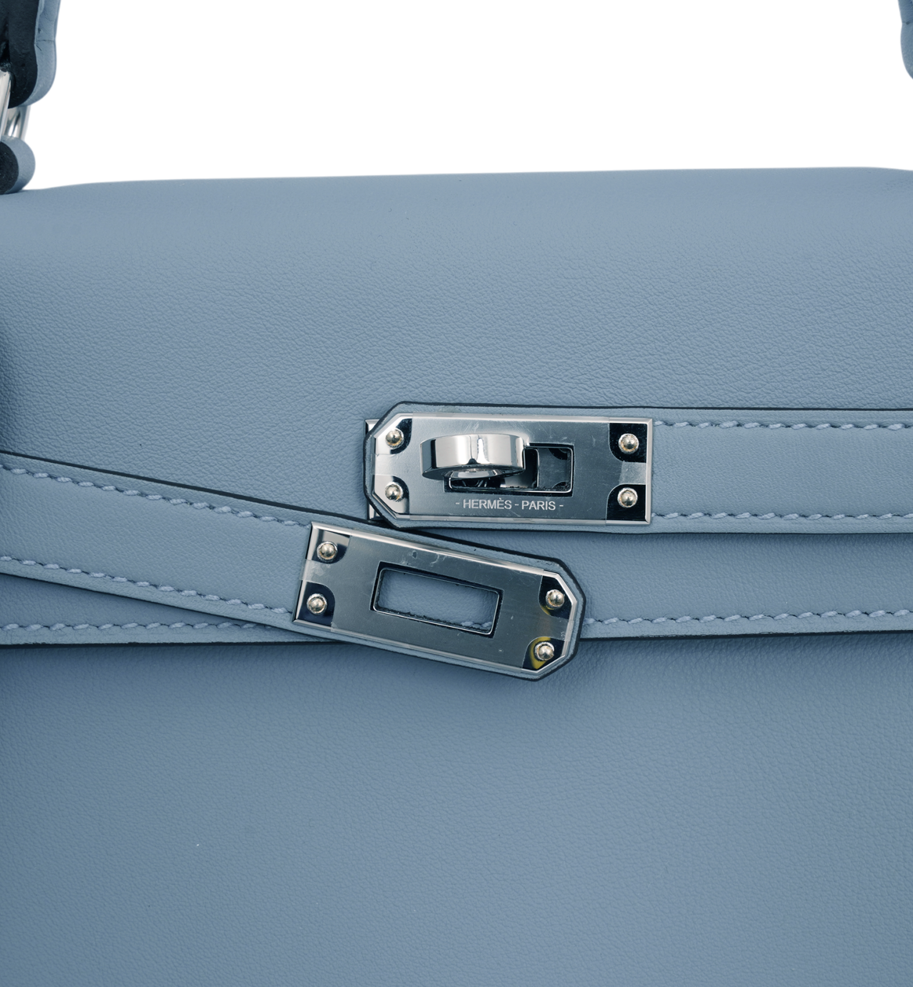 Hermès Kelly 25 Bleu Lin (J7) Swift PHW