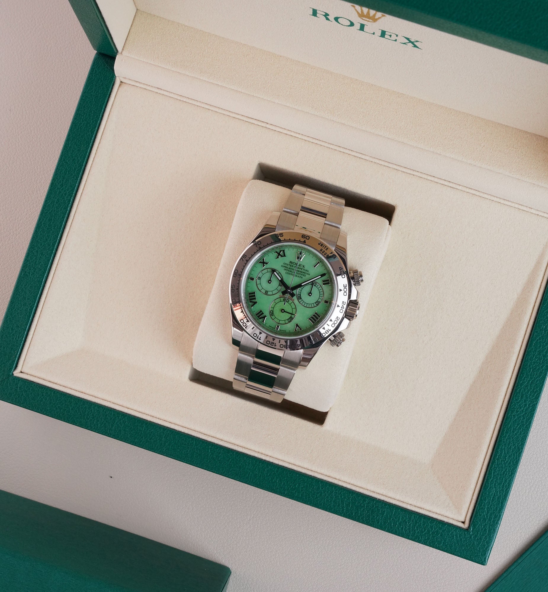 Rolex Daytona Cosmograph 40 Ref. 116509 | 18K White Gold | Chrysoprase Green