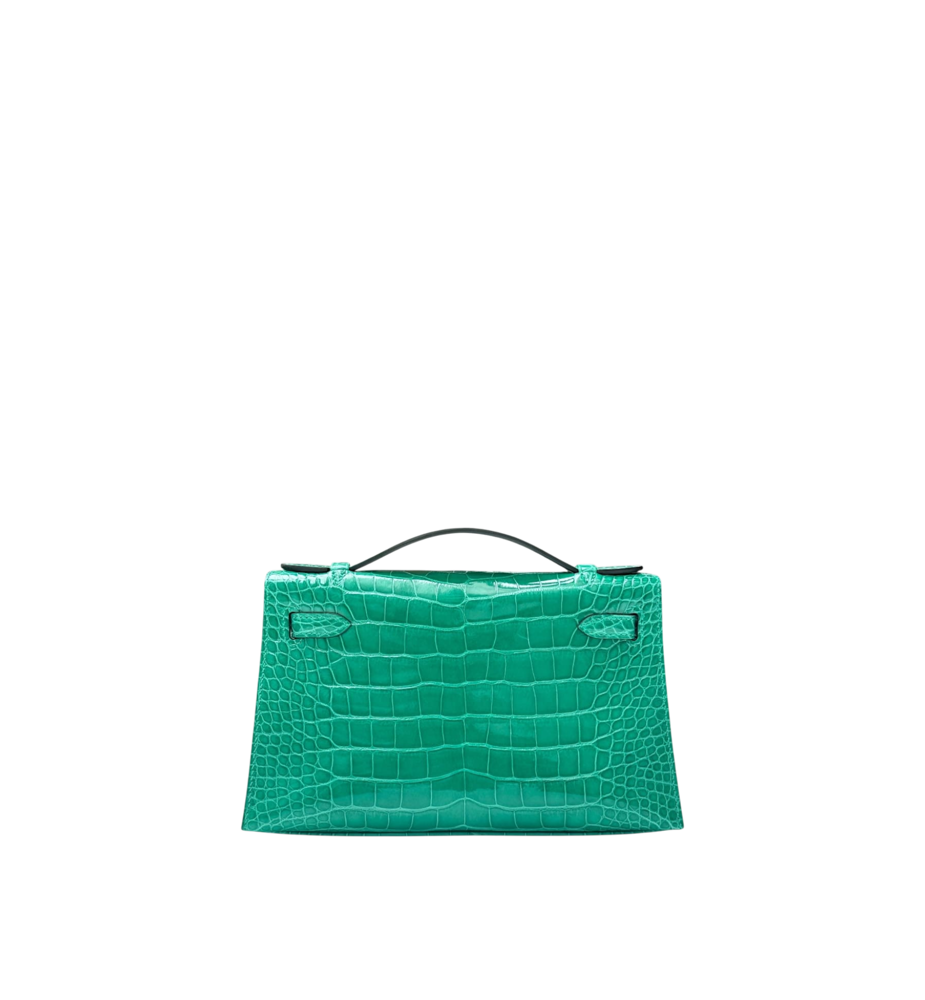 Hermès Kelly Pochette Vert Jade (O6) Shiny Crocodile GHW