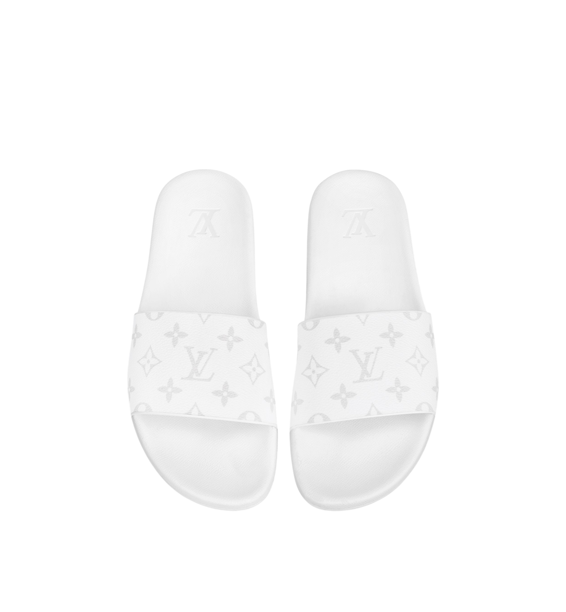 LOUIS VUITTON RUBBER MONOGRAM SLIDERS WHITE MEN
