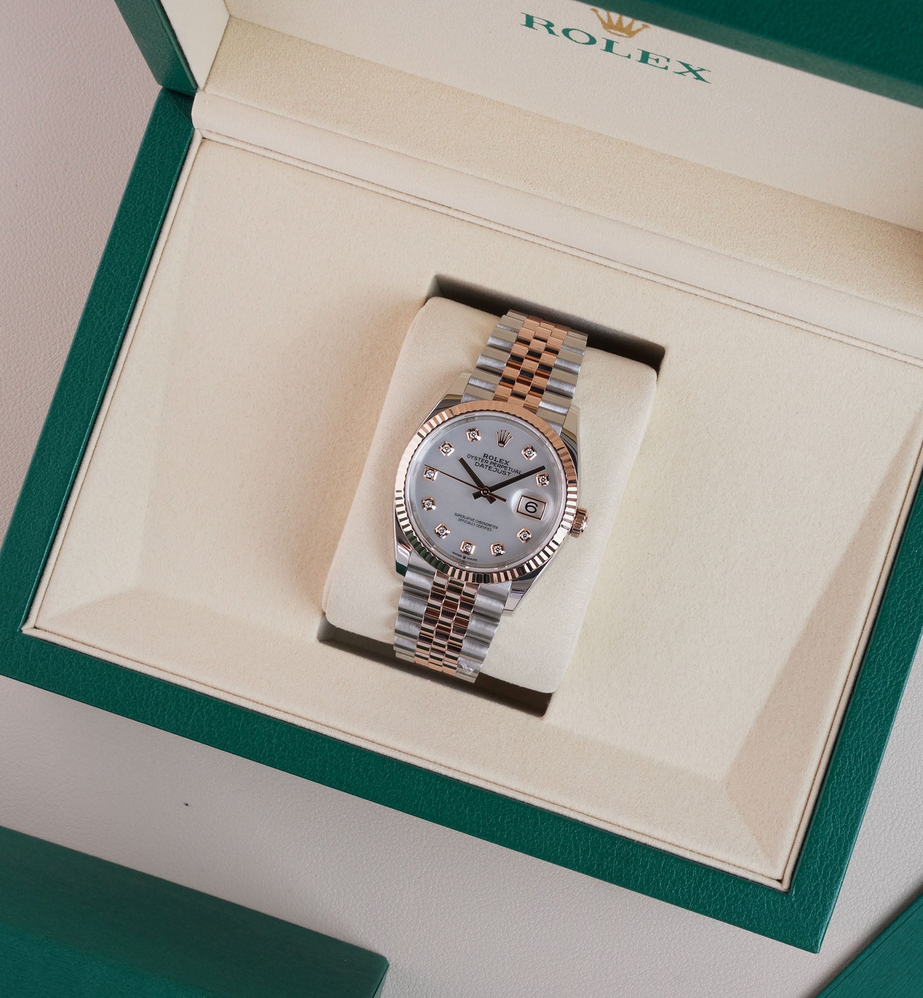 Rolex Datejust 36 Ref. 126231 | White Mother-of-Pearl | Diamond-Set