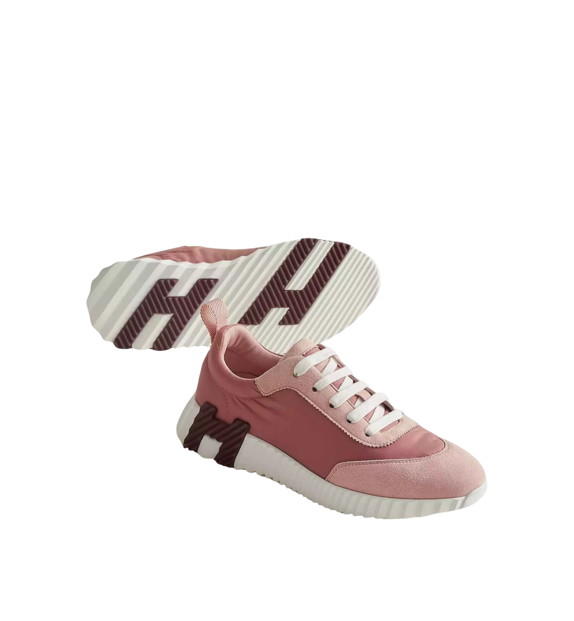 Hermès Bouncing Sneaker Rose Opaline Parachute Fabric Suede