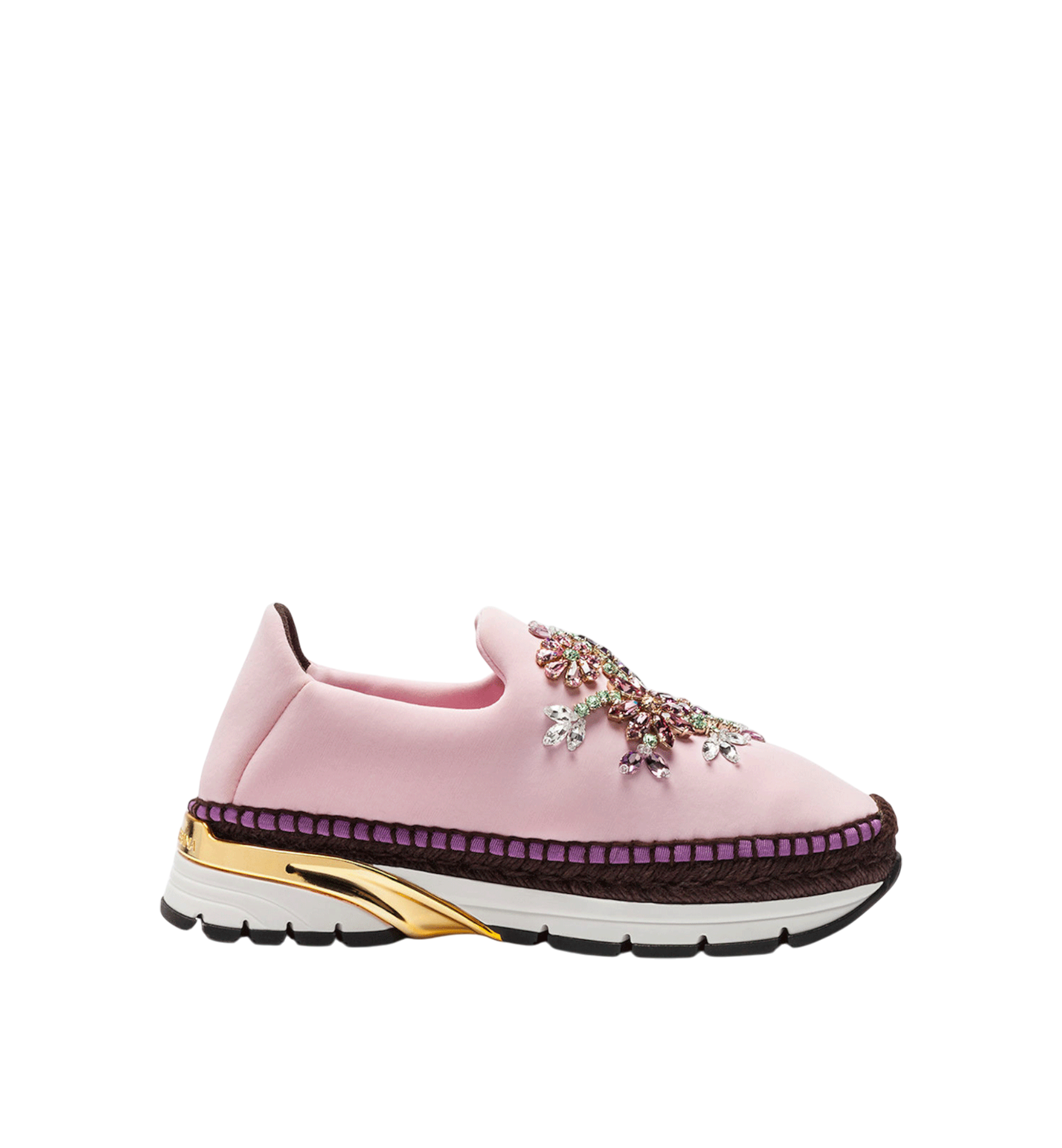 Dolce & Gabbana Neoprene Slip On Sneaker Embellished Light Pink