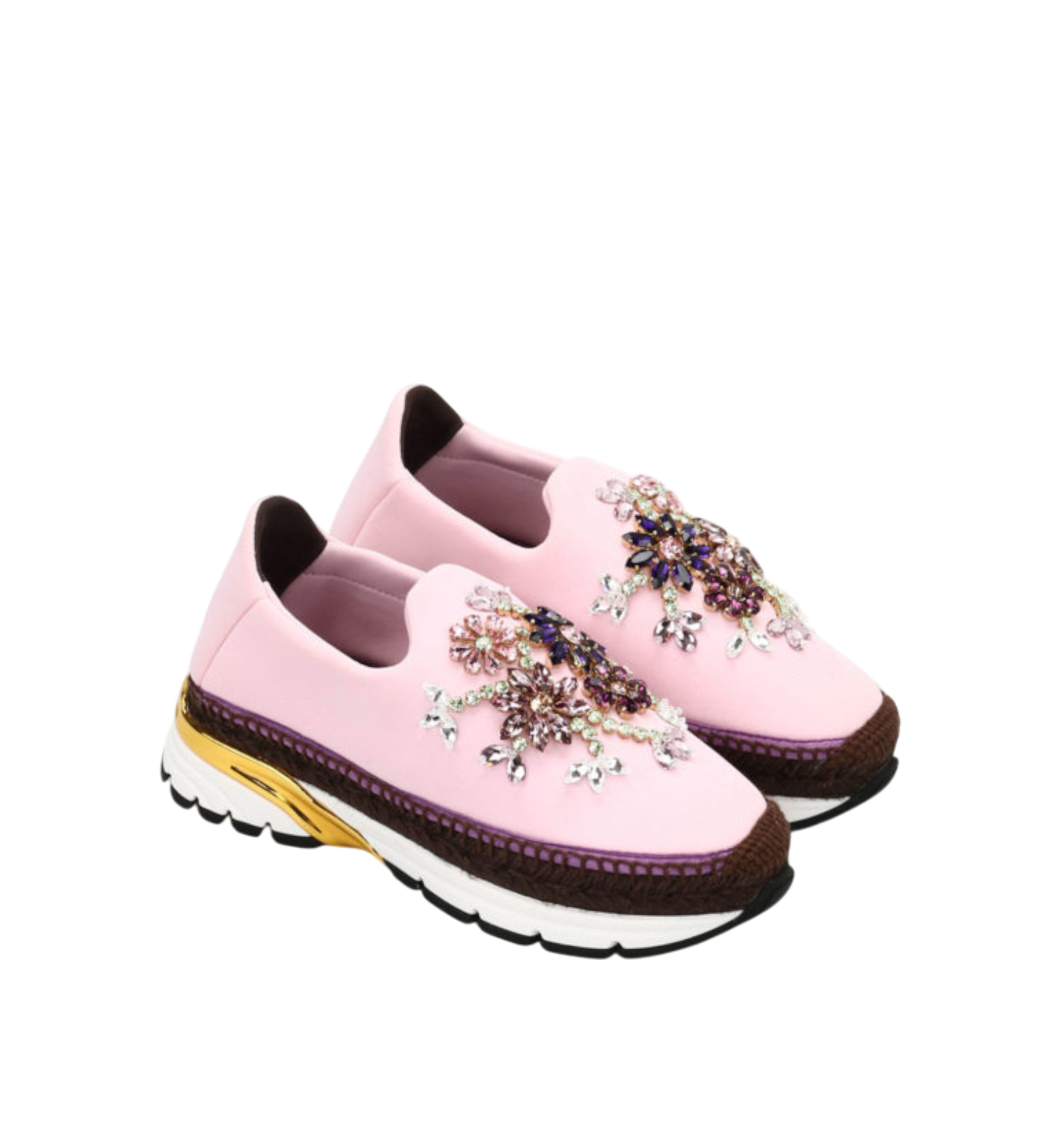 Dolce & Gabbana Neoprene Slip On Sneaker Embellished Light Pink