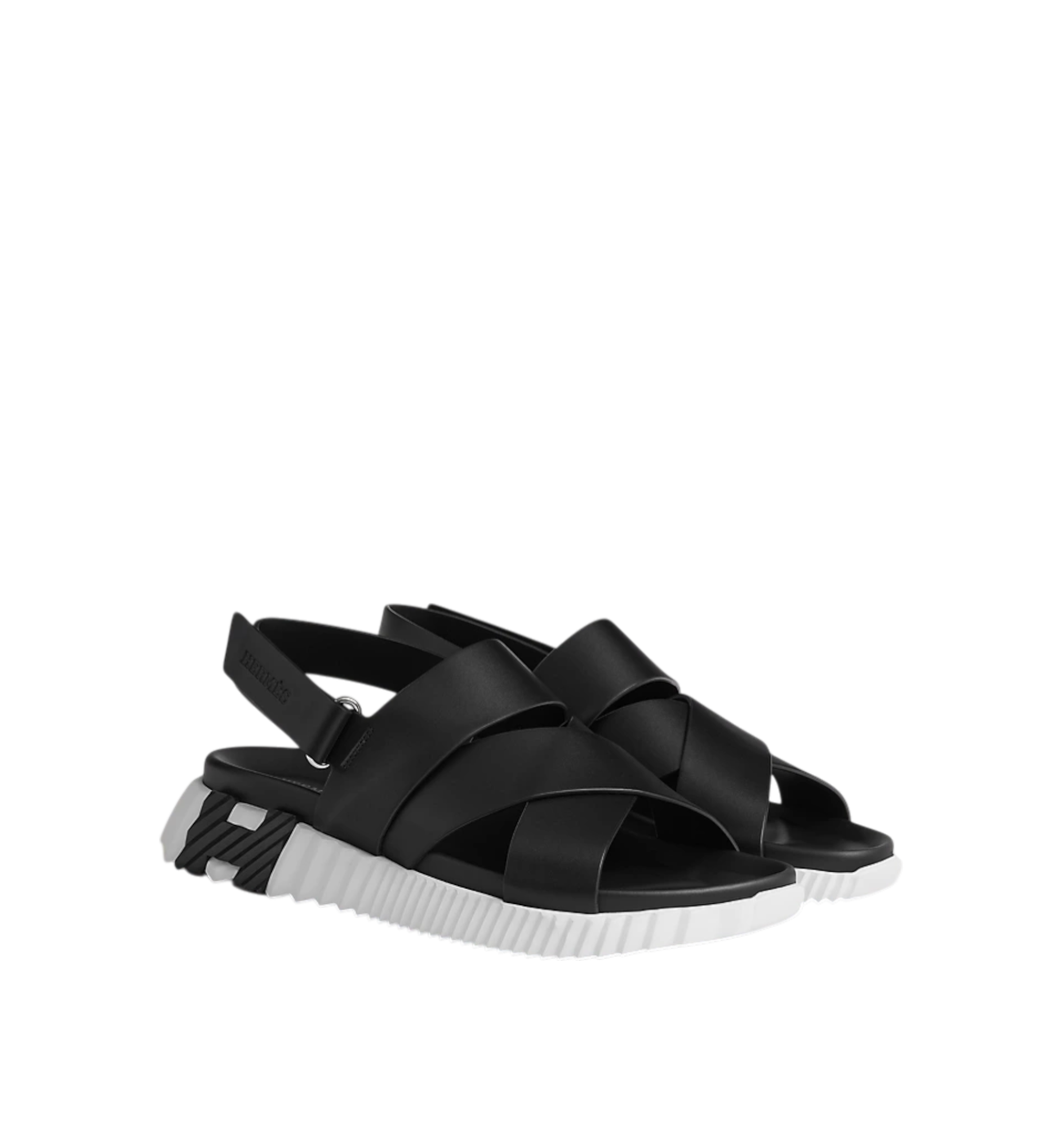 Hermès Electric Sandals Black White